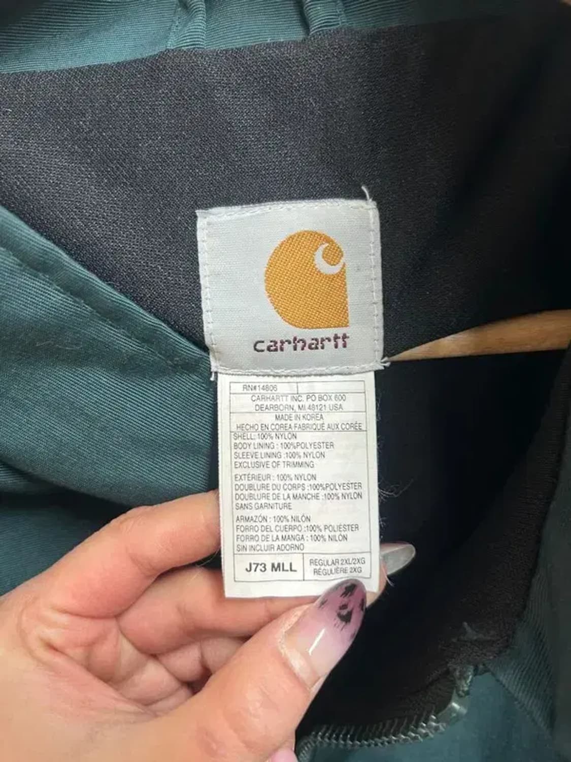 2XL 칼하트 빅사이즈 봄 레귤러 핏 나일론 자켓 다크 그린 상품이미지6