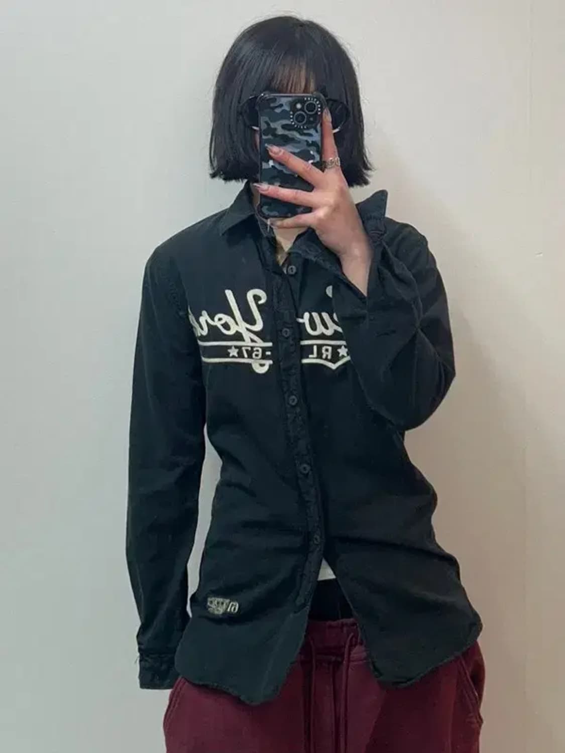 XS 폴로 랄프 로렌 뉴욕 옥스포드 스포츠 셔츠 블랙 상품이미지1