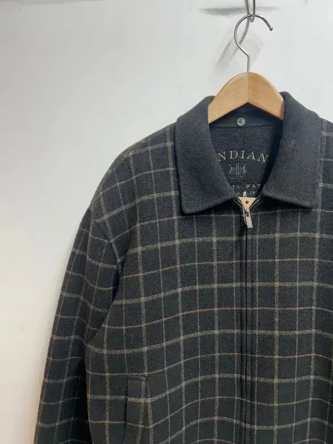 100 인디안 빈티지 체크 울 혼방 기모 코트 자켓 상품이미지4