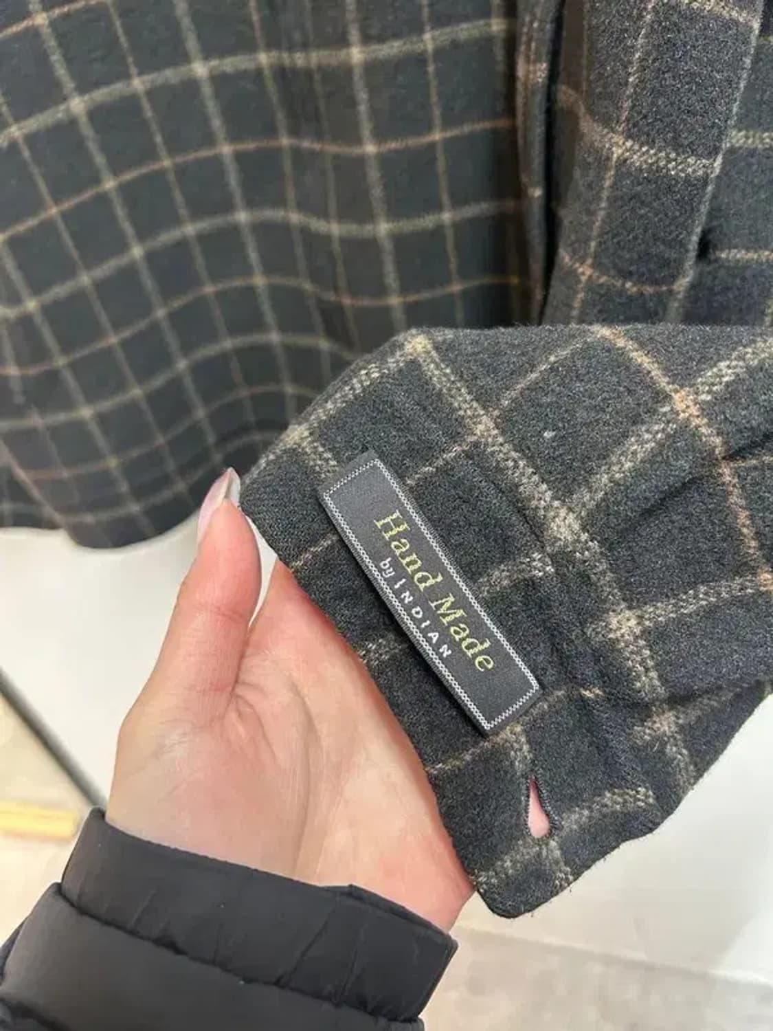 100 인디안 빈티지 체크 울 혼방 기모 코트 자켓 상품이미지5