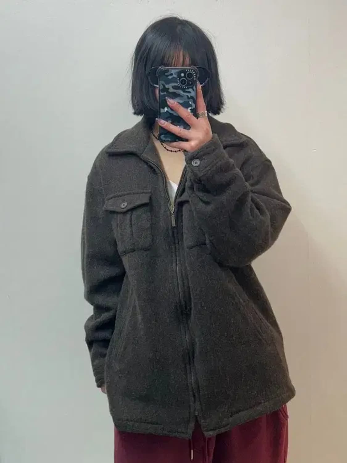 105 빈티지 옴파로스 울 혼방 기모 자켓 브라운 상품이미지1