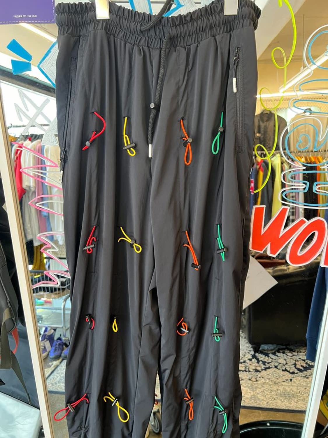 3사이즈 나인티나인티퍼센트 99% is 바조우 디자이너 곱창팬츠 스트링 블랙 빈티지 상품이미지1