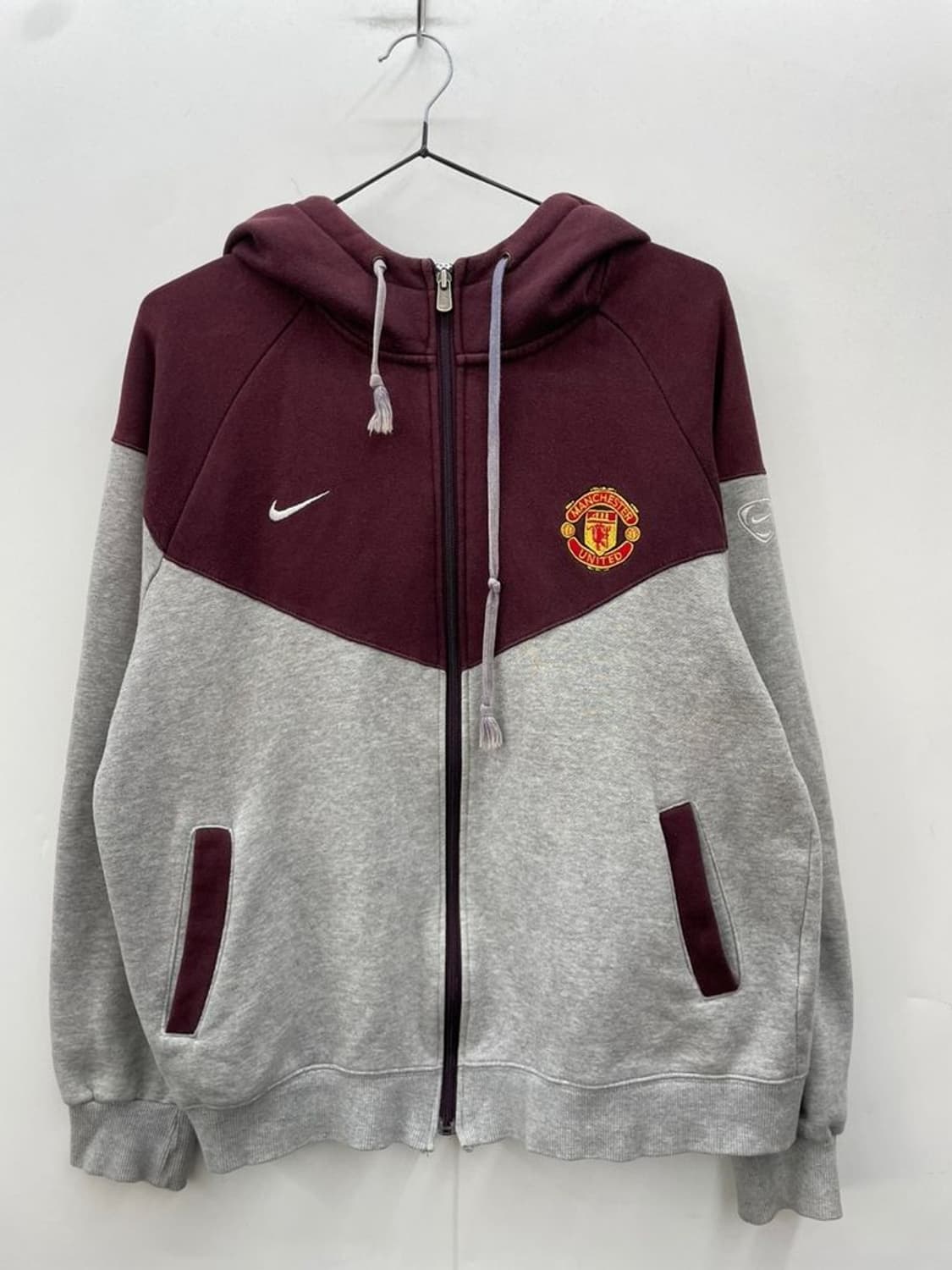 미디움 나이키 올드 투톤 버건디 맨유 집업 자켓 상품이미지2