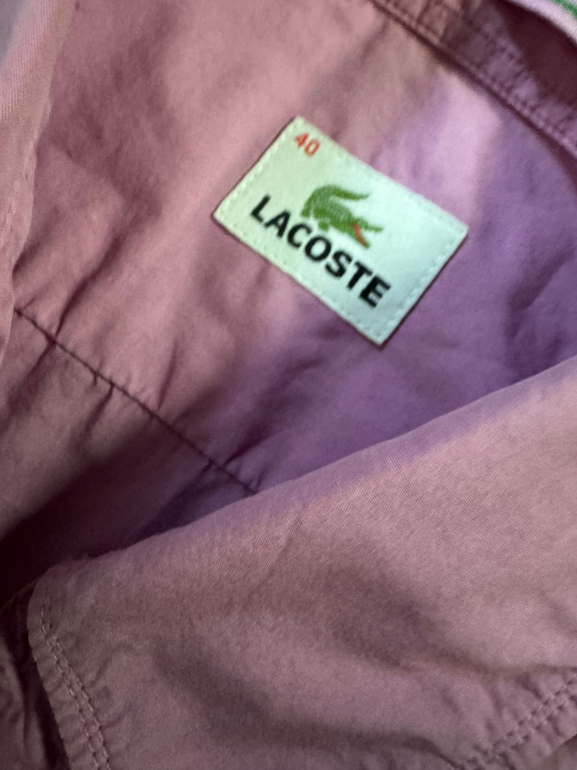 라코스테 핑크 로고 코튼 셔츠 L 40 상품이미지3