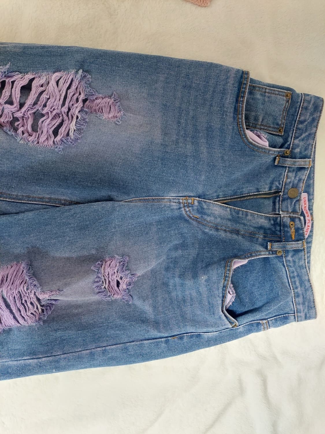 언노운플라넷 와이드 디스트로이드 데님팬츠 상품이미지3