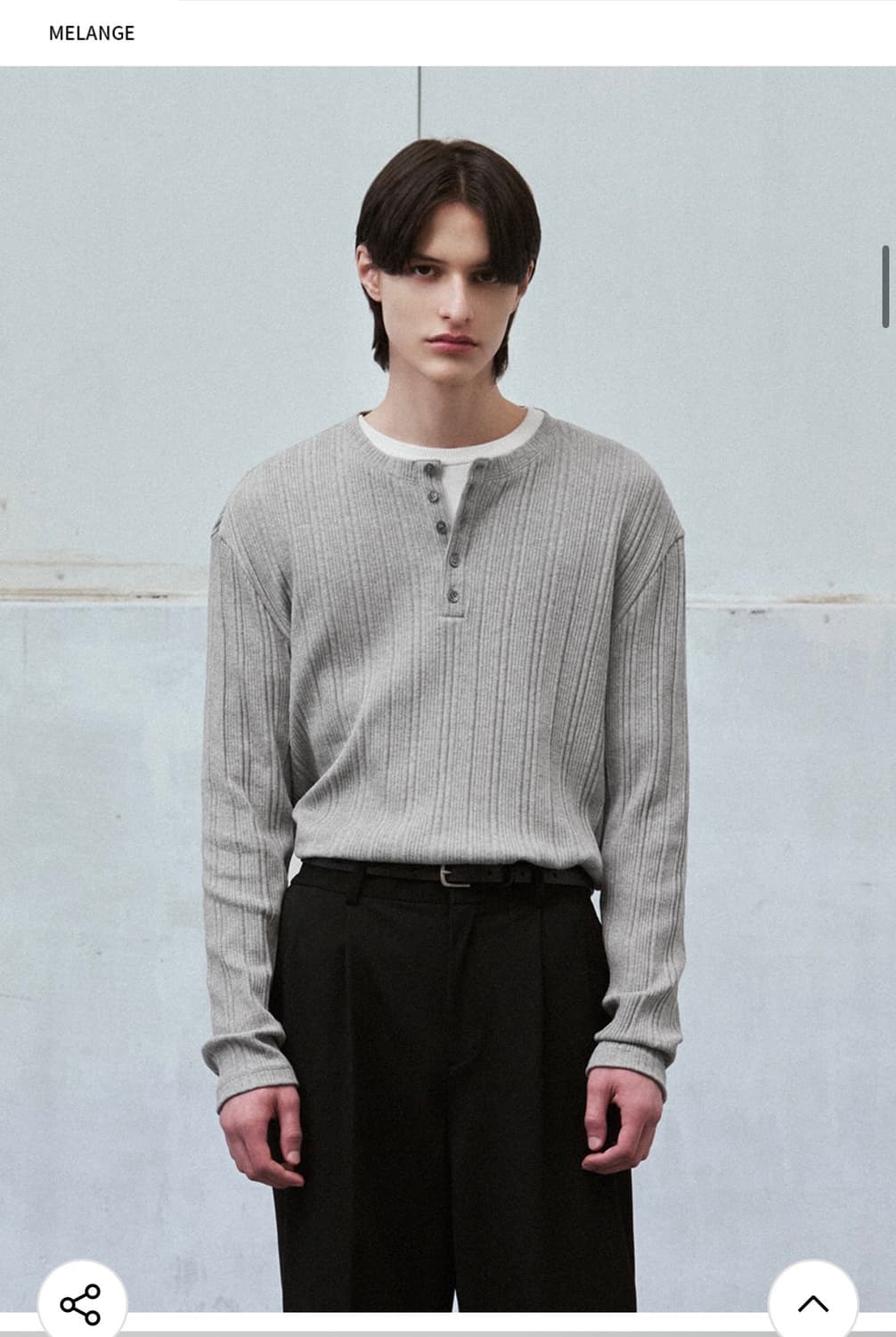 (XL) 드로우핏 리브드 헨리넥 티셔츠 [MELANGE] 판매 상품이미지3