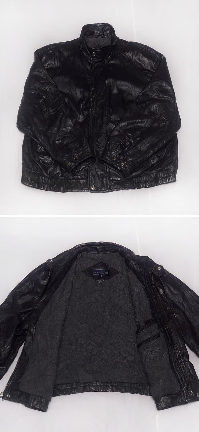 존 애쉬포드 천연가죽 링클레더 웜파일 봄버 자켓 (XL / 105+) 상품이미지3