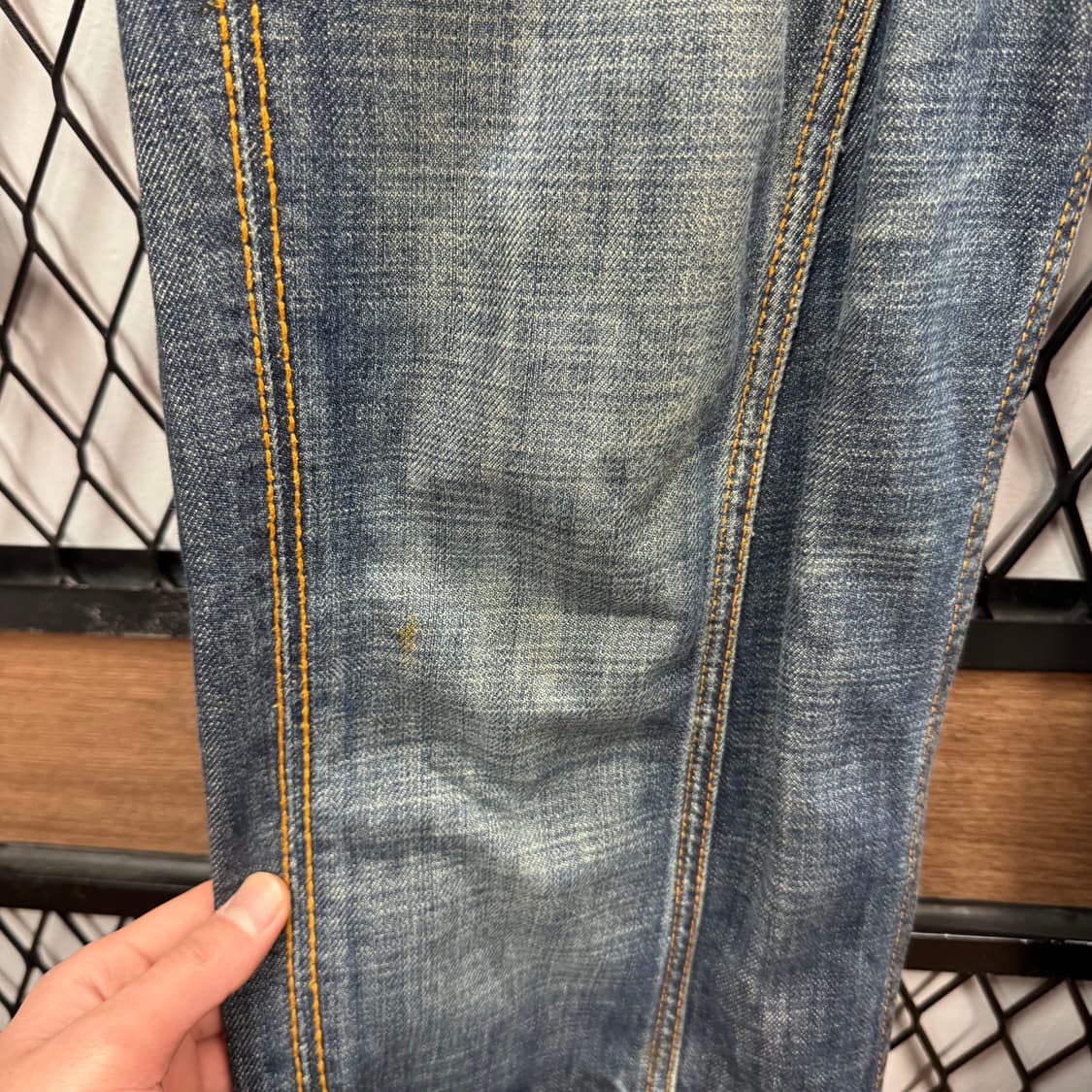00s USA VINTAGE 데님 팬츠 후면 멀티컬러 자수 포인트 중청 상품이미지9