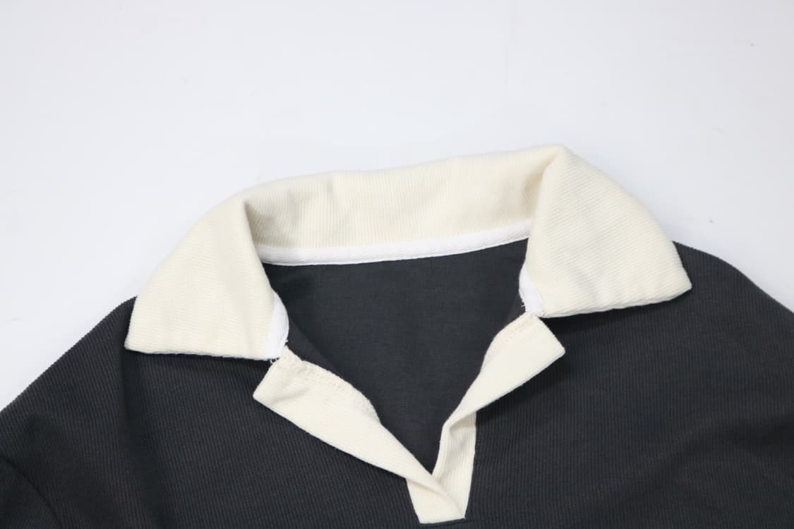 DAZY 데이지 배색 칼라 크롭 골지 티셔츠 상품이미지5