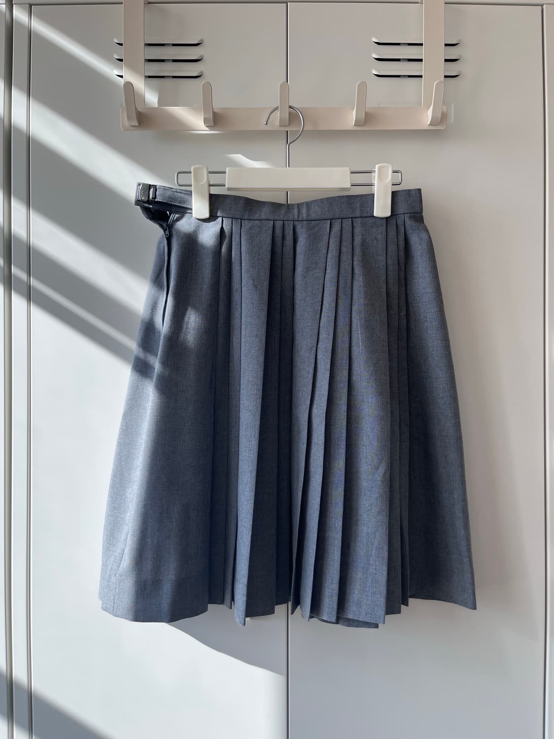 Japanese vintage  그레이 주름 플리츠 미디스커트 상품이미지1
