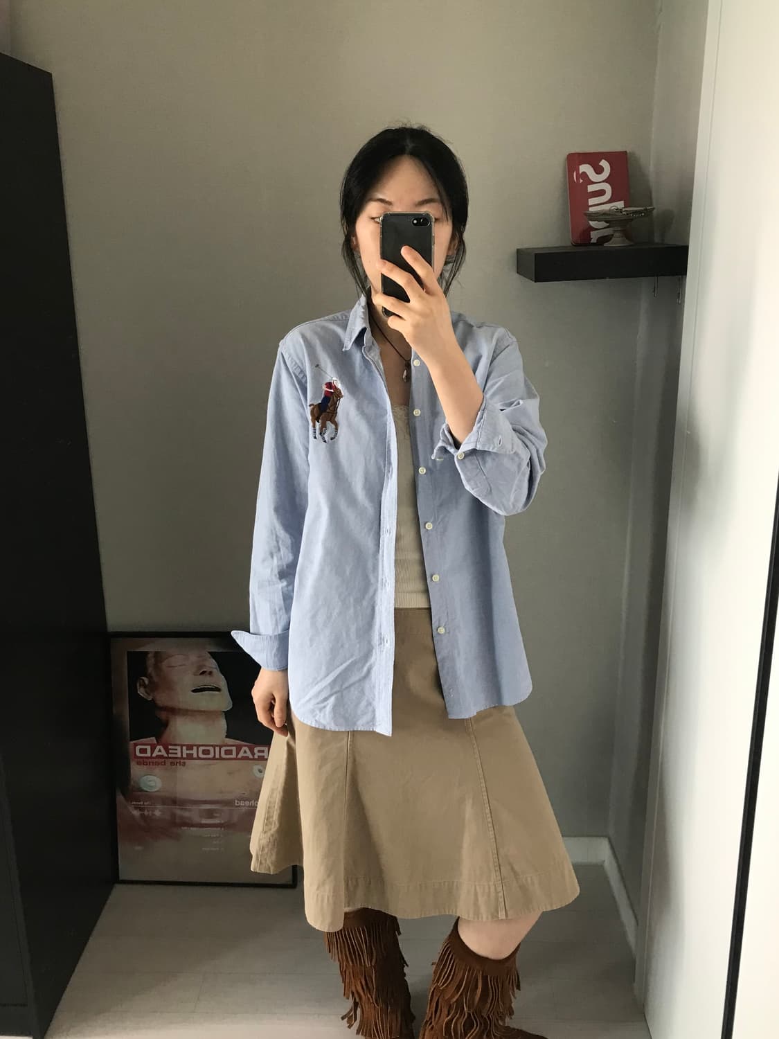 폴로 랄프로렌 빅포니로고 스카이블루 셔츠 상품이미지4