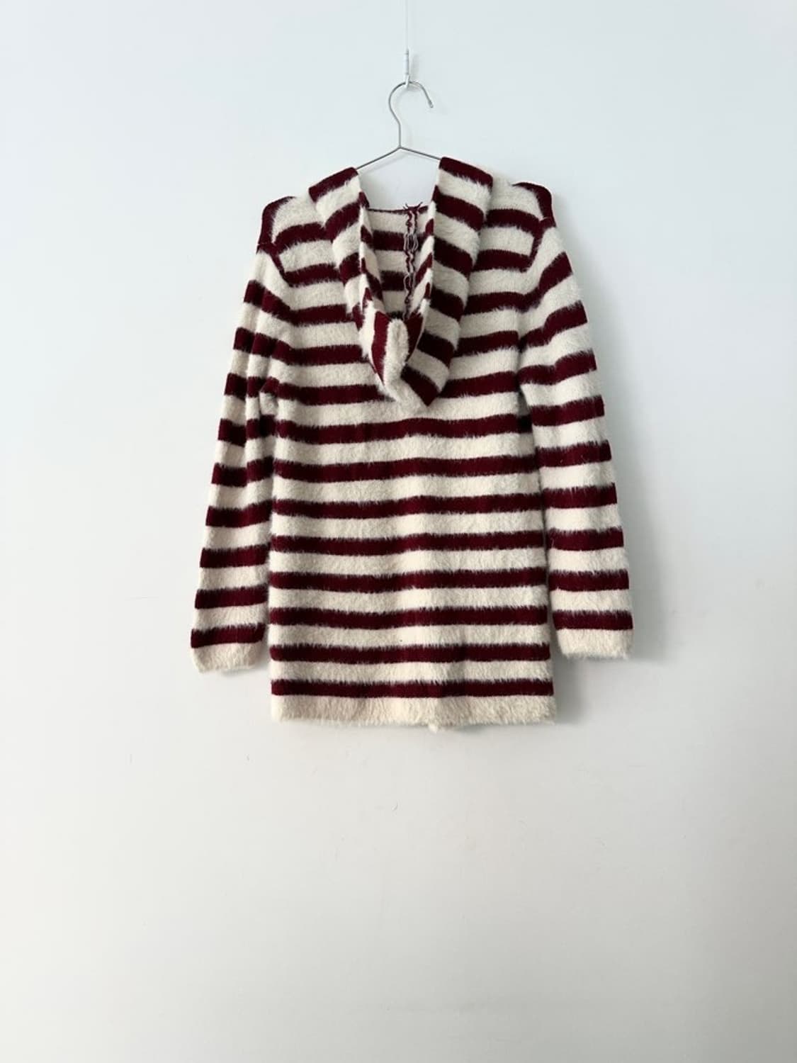 Stripe pocket fur cardigan / red & white 상품이미지5