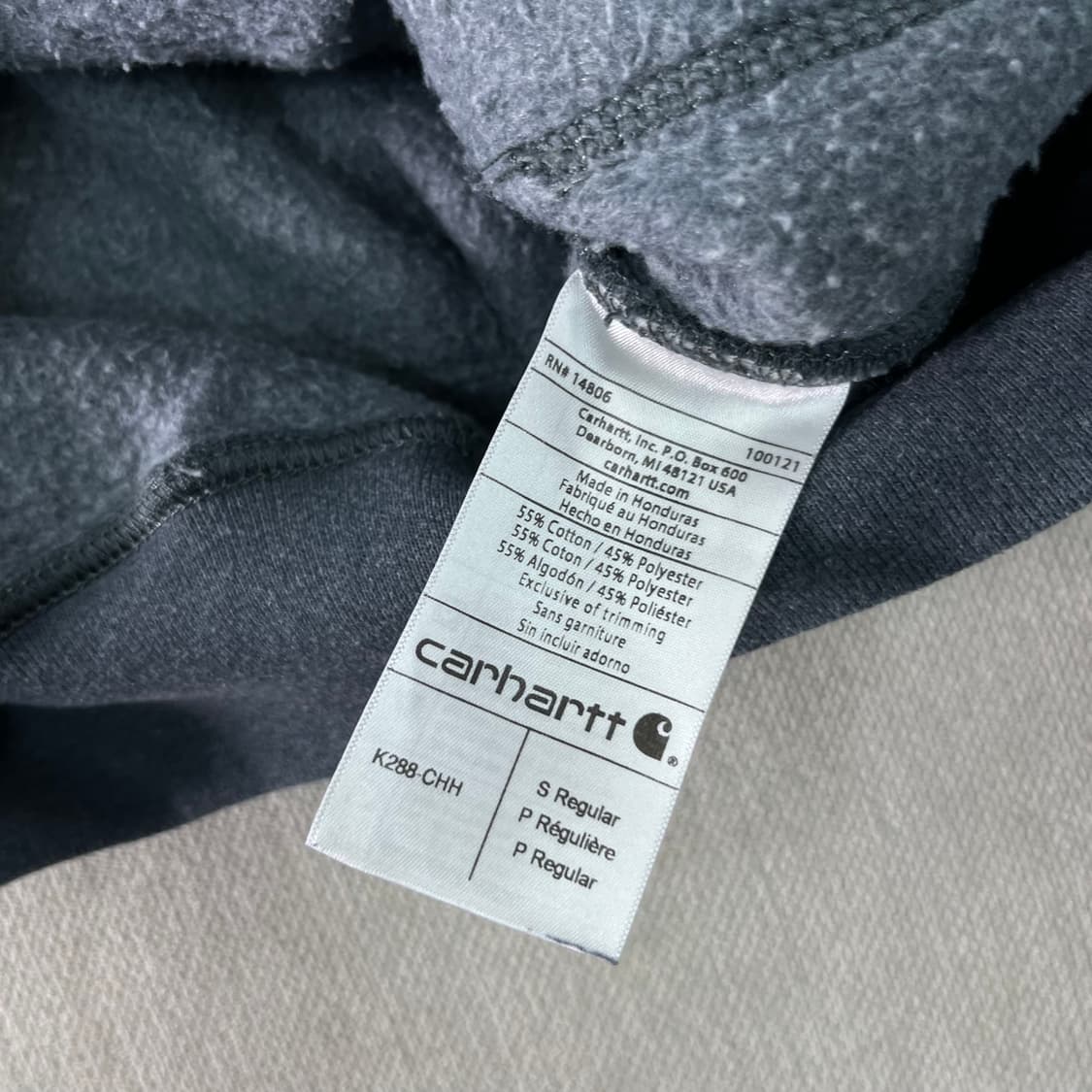 100 칼하트wip 그레이 후드티 상품이미지5