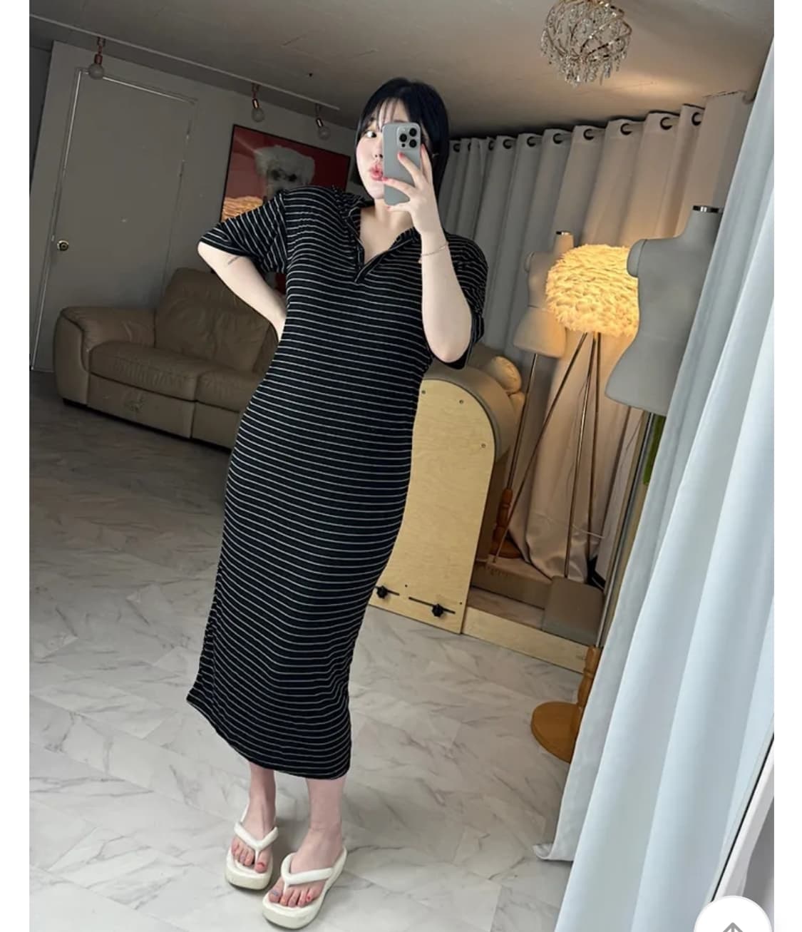 새옷)스트라이프 후드롱원피스 55-77 상품이미지2
