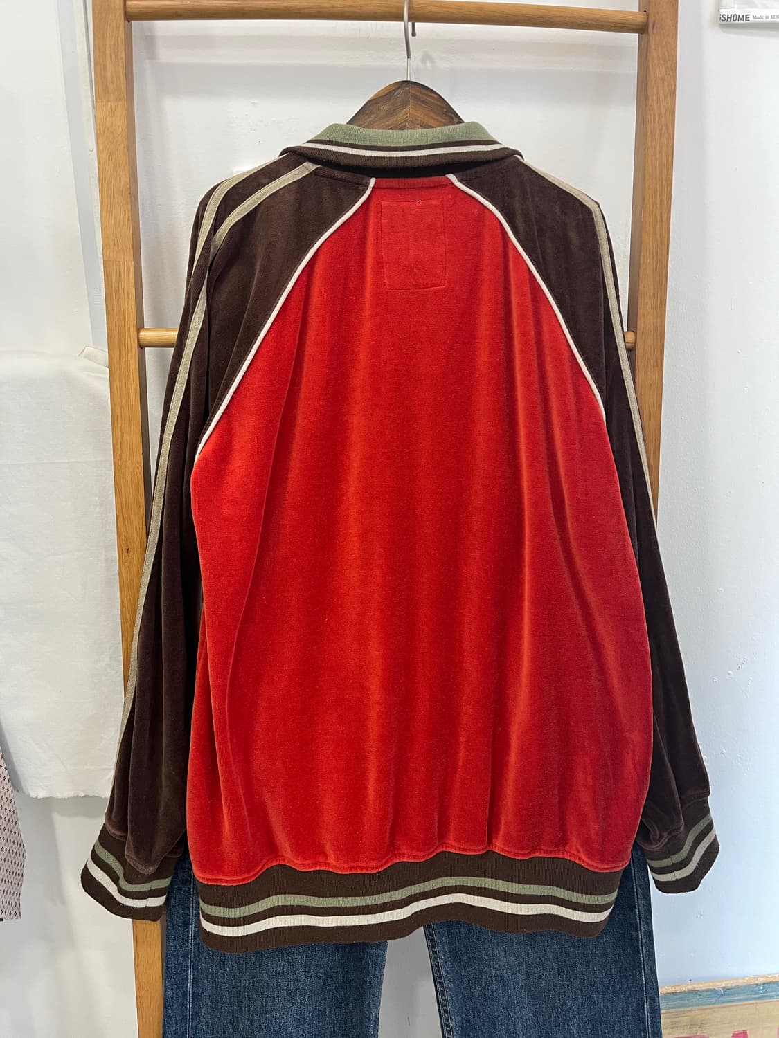 벨벳 트랙 자켓 브라운/레드 상품이미지2