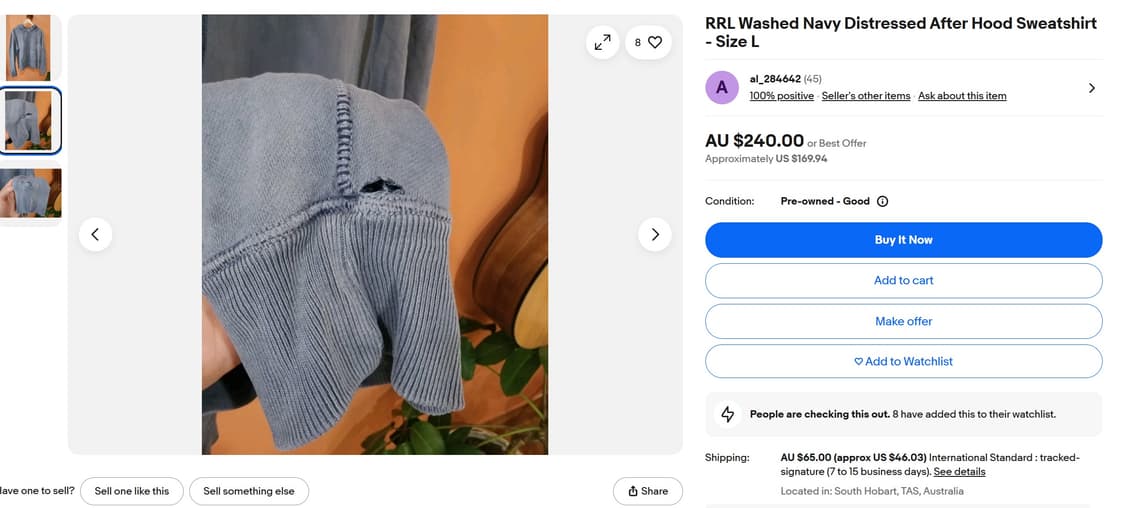 RRL 프렌치 테리 애프터 후드 1940 m 상품이미지6