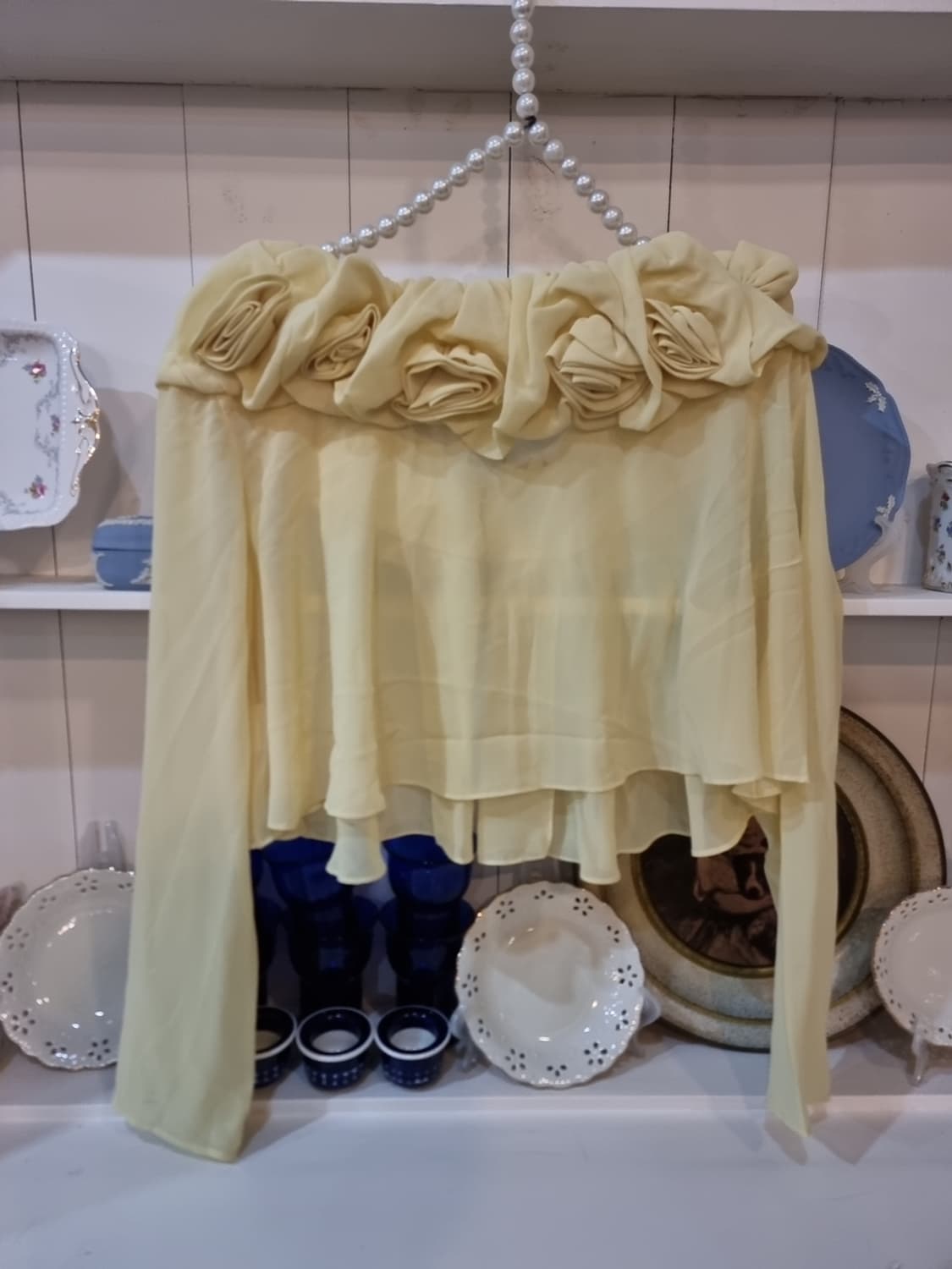 Merve Facette 옐로우 로즈 시폰 블라우스(가디건) 상품이미지4