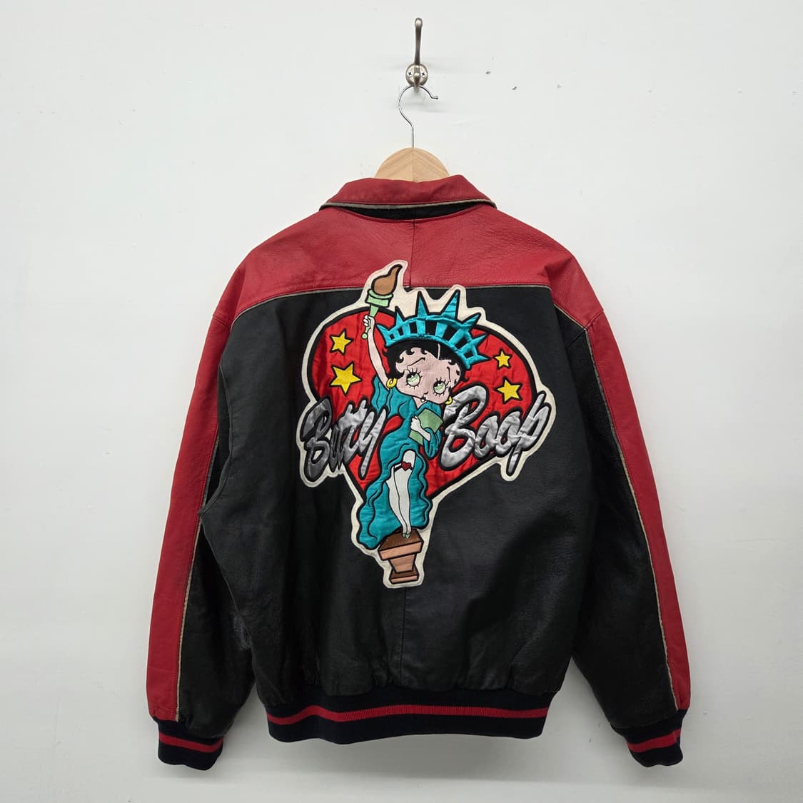 bettyboop 베티붑 가죽 야구 점퍼 바시티 남XL 상품이미지7