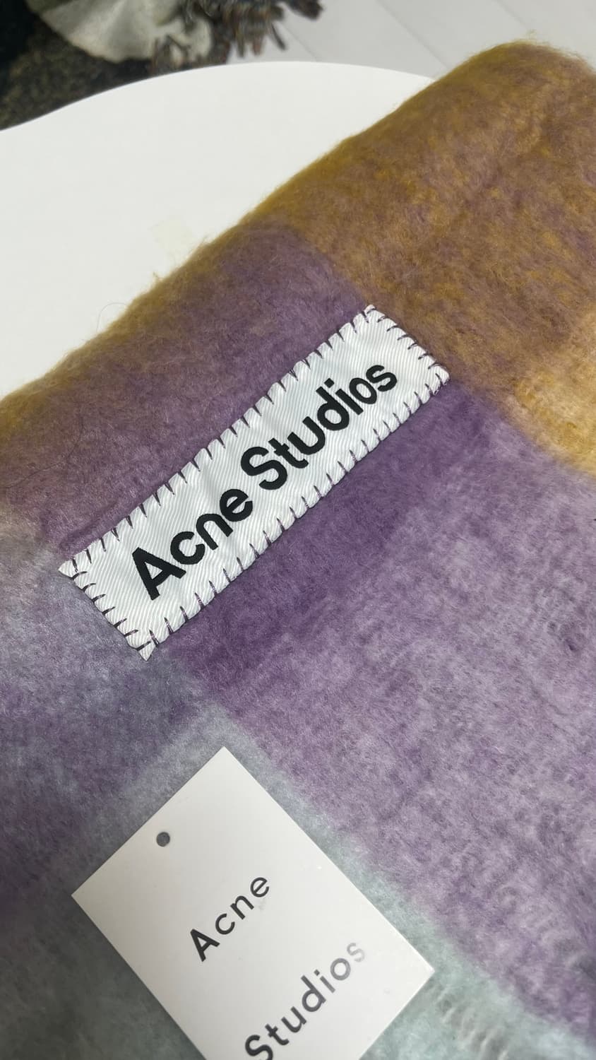 아크네스튜디오 울 모헤어 체크 목도리 스카프 바이올렛 옐로우 블루 상품이미지6