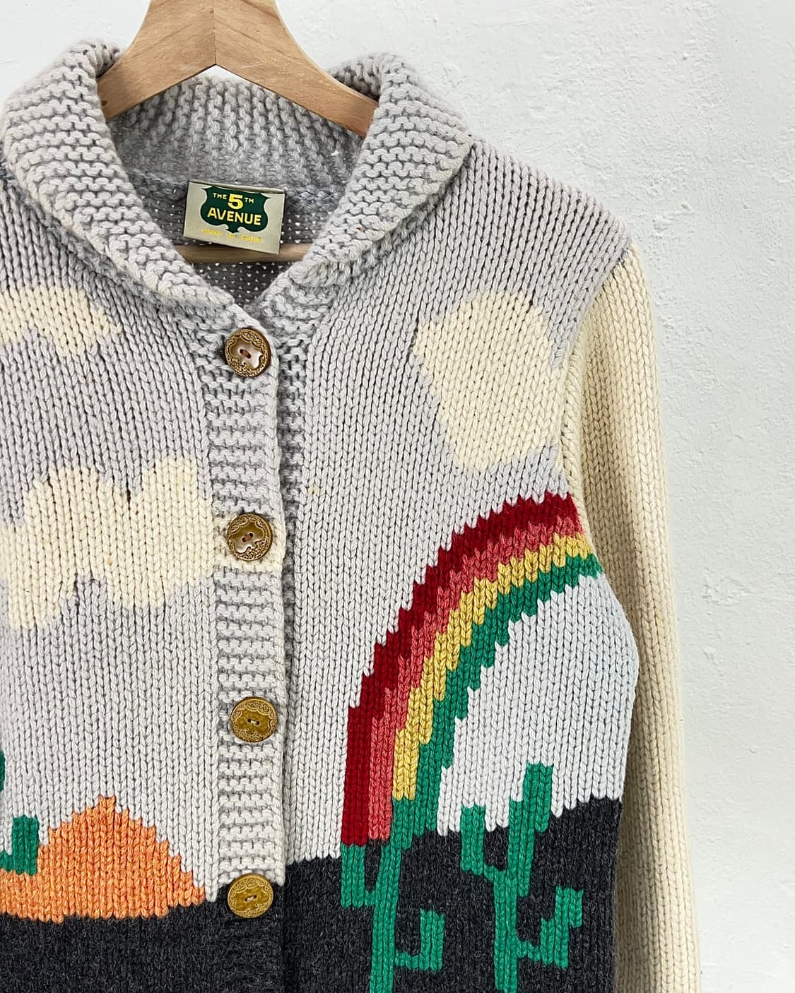 70s 아메리카 빈티지 노르딕 울 레인 스카이딩 니트 가디건 상품이미지3