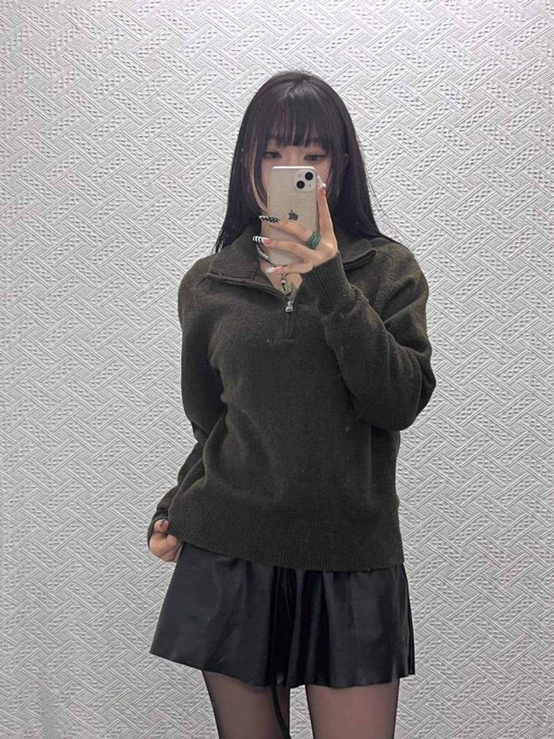 유니클로 X JW앤더슨 수플레얀 반집업 말차카키 니트 S C10497 상품이미지1