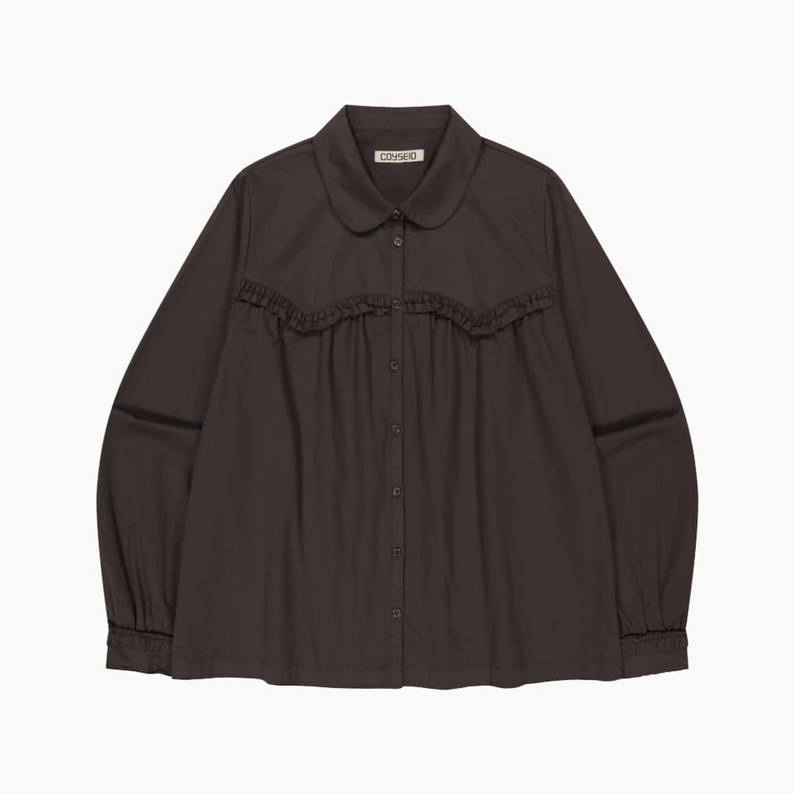 코이세이오 러프 프릴 셔츠 브라운 미개봉 새제품 판매 상품이미지1