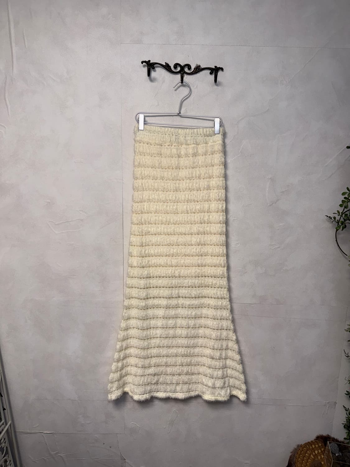 Ivory grunge fur knit maxi mermaid skirt 상품이미지1