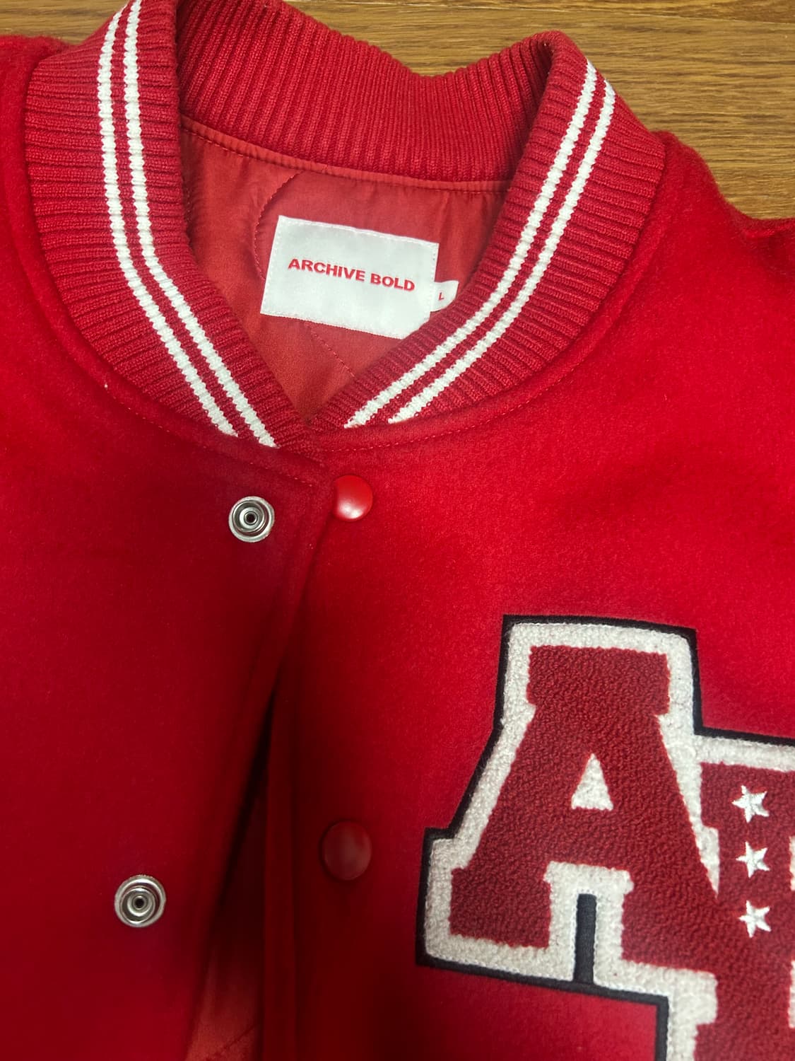 아카이브 볼드 레드 바시티자켓 스타디움 자켓 상품이미지5