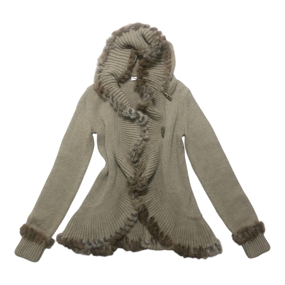 어스뮤직 오네갸루 라떼갸루 퍼 가디건 빈티지 리즈리사 엑시즈팜 니트 상품이미지1