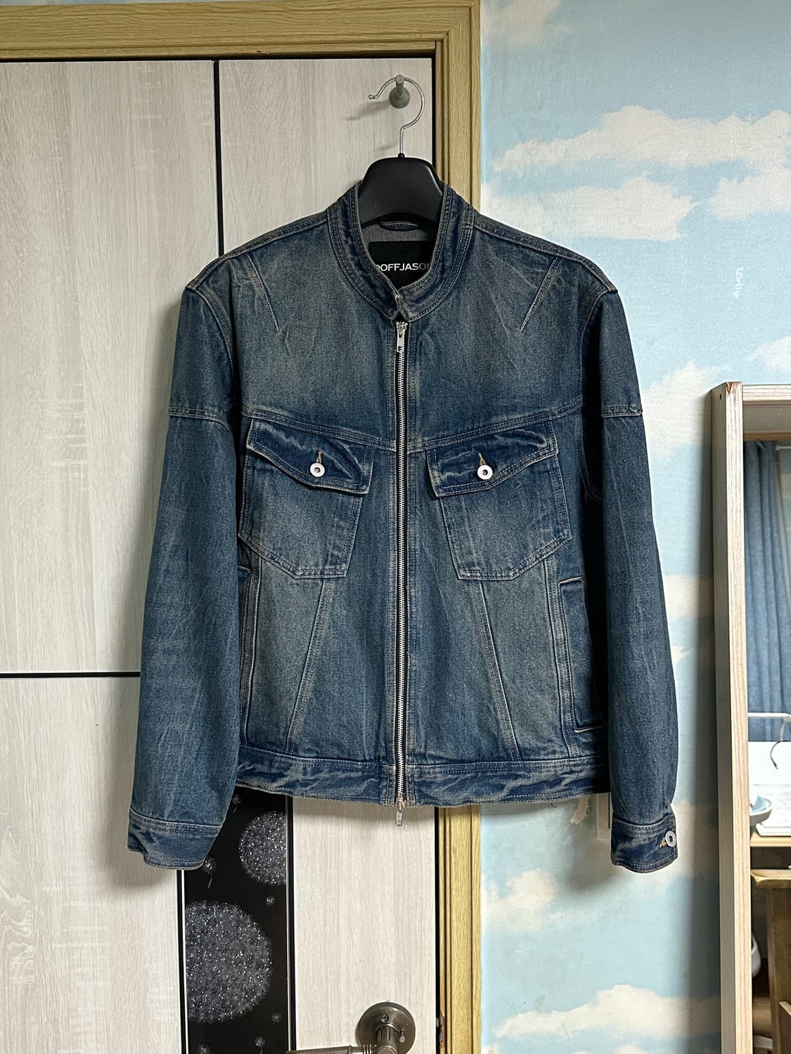 (XL) 도프제이슨 워시드 데님 바이커 자켓 상품이미지2