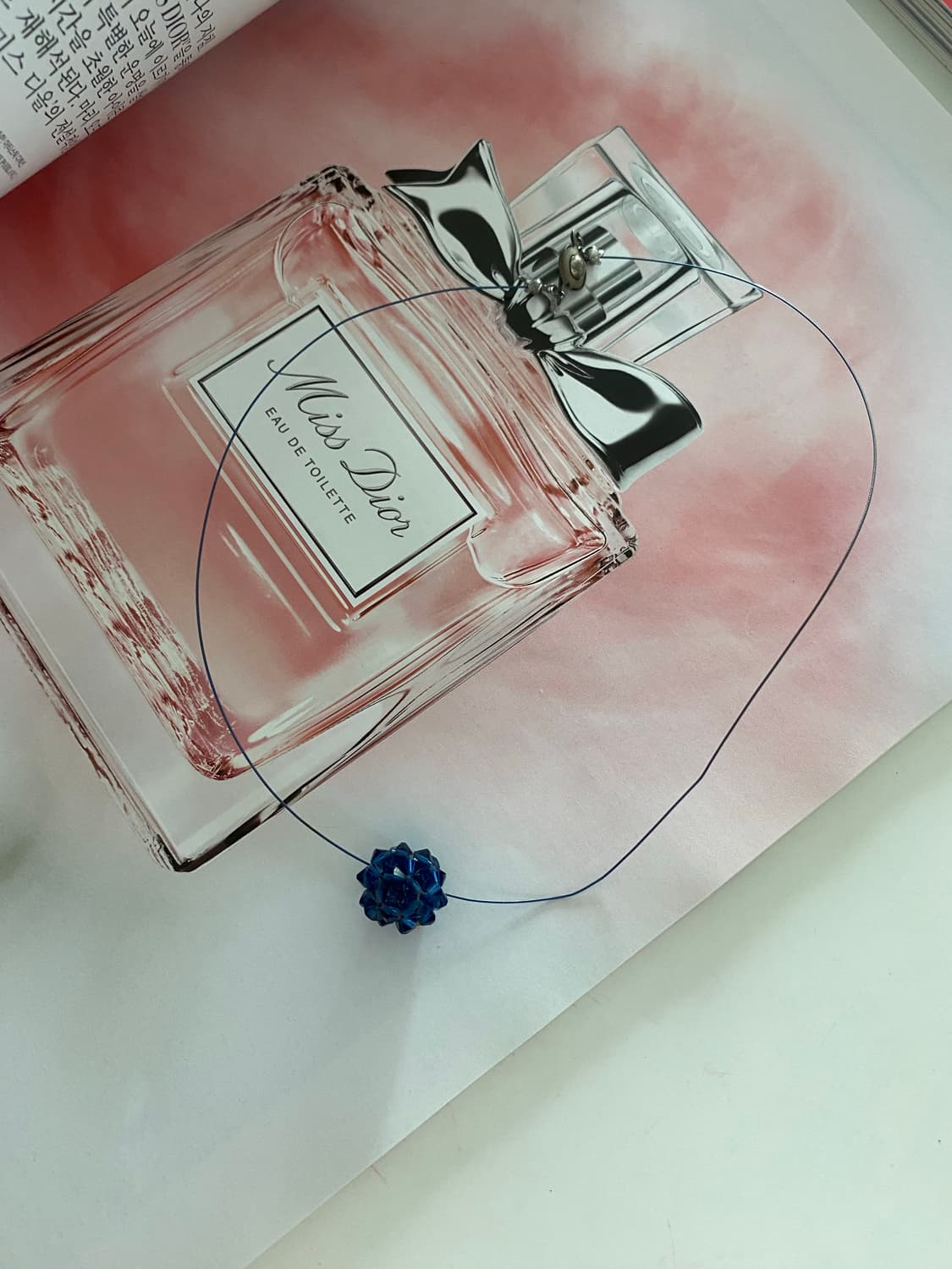 빈티지 비즈 블루 플라워 목걸이 상품이미지2