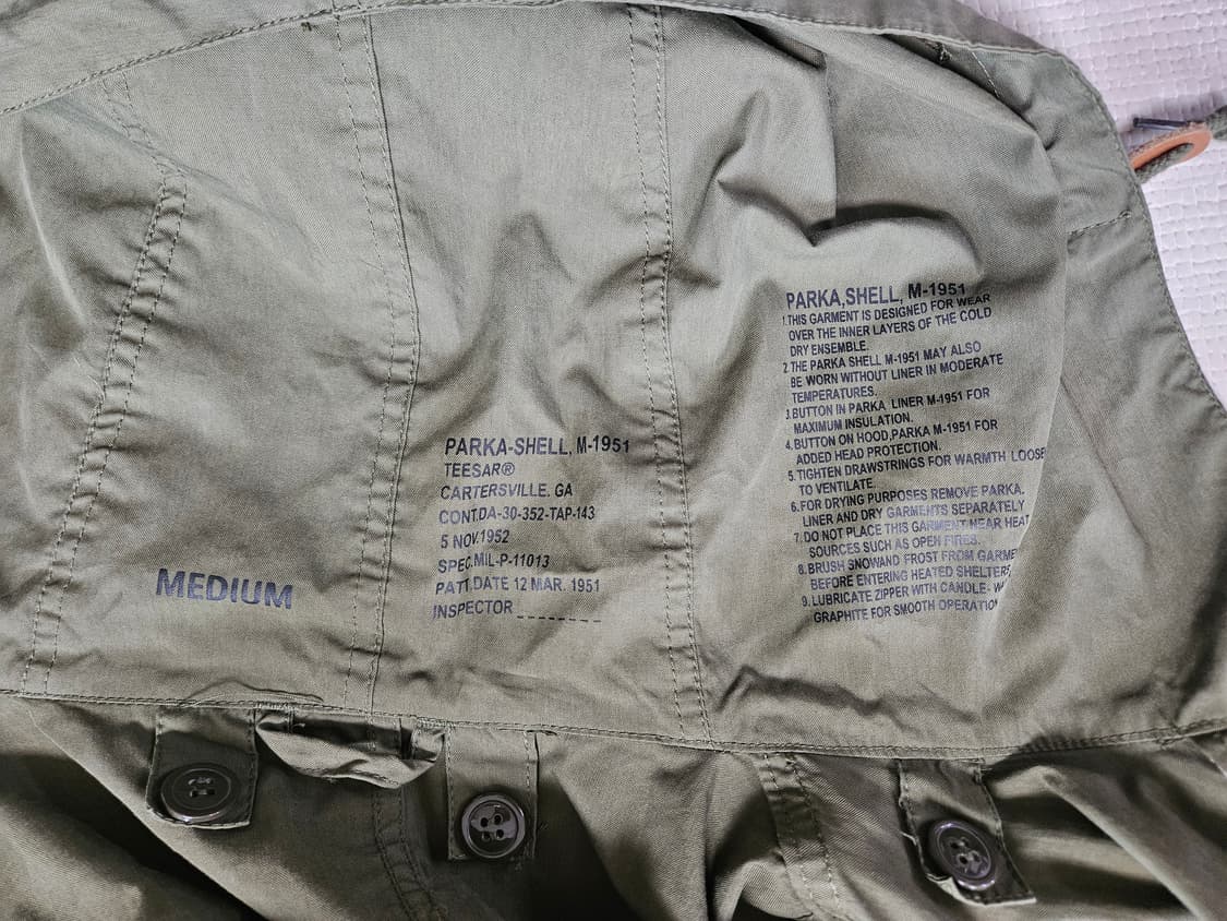 밀텍 m51 피쉬테일 파카 M 미군 개파카 상품이미지3