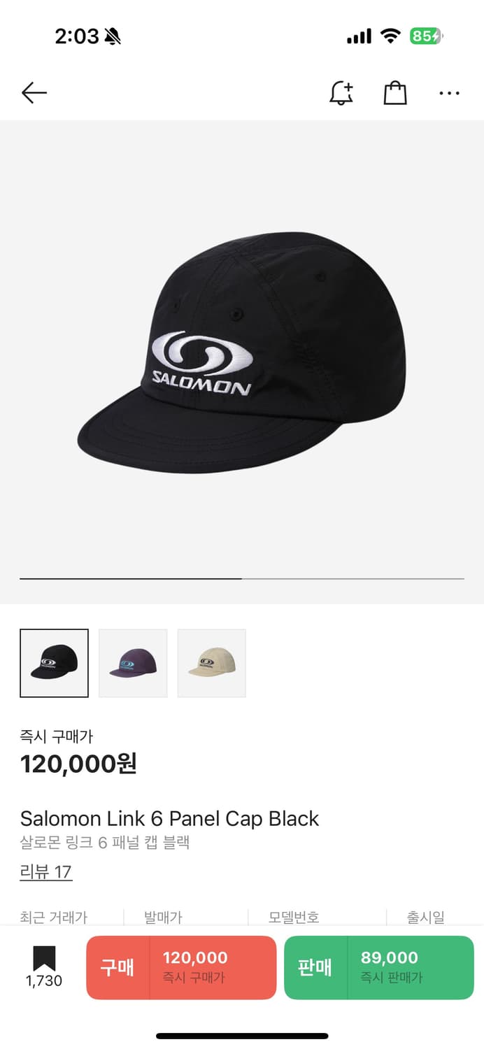 살로몬 링크 6볼캡 새상품  상품이미지1