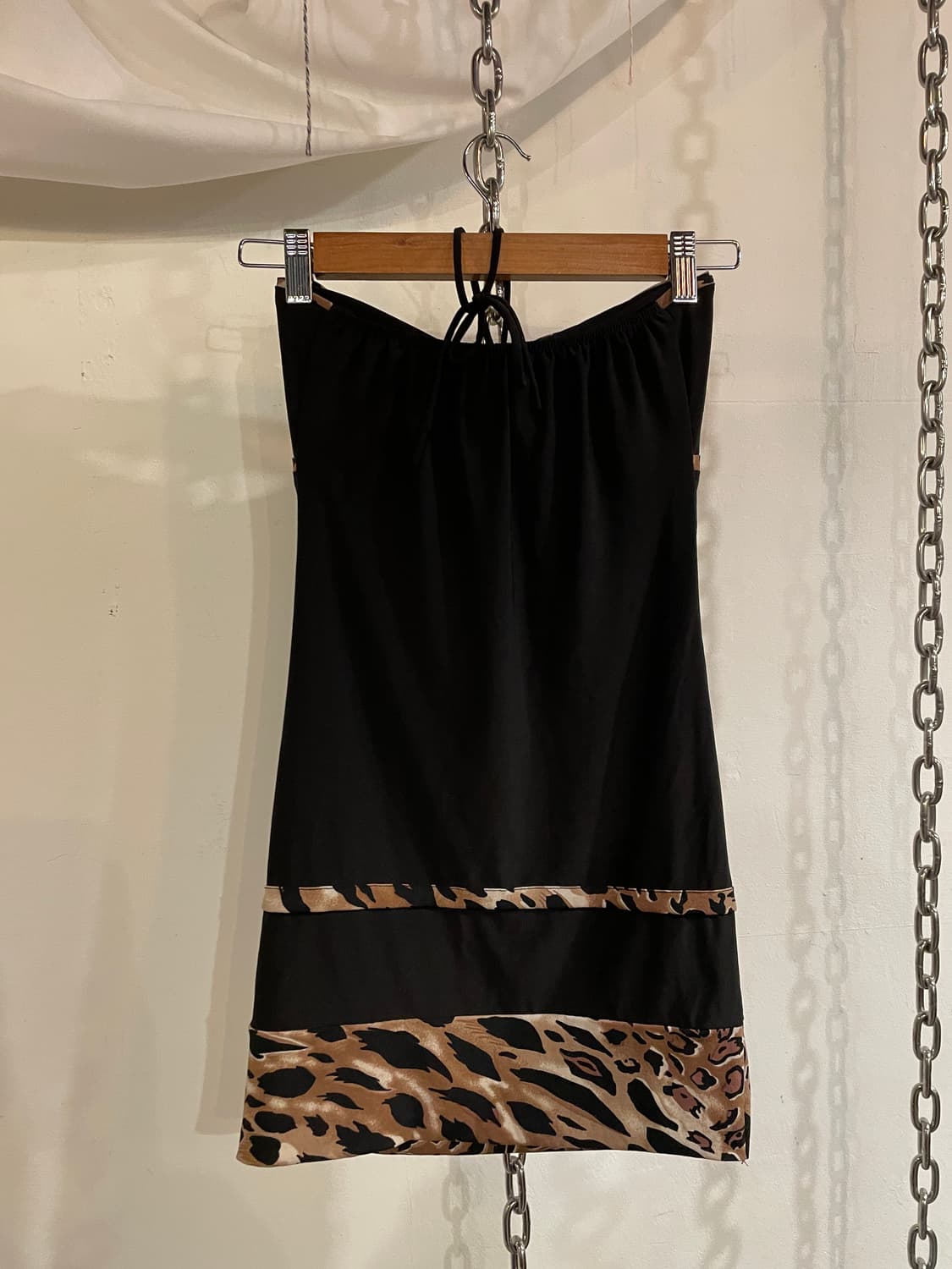 레오파드 패턴 홀터 끈 리본 원피스 튜브탑 갸루 상품이미지6