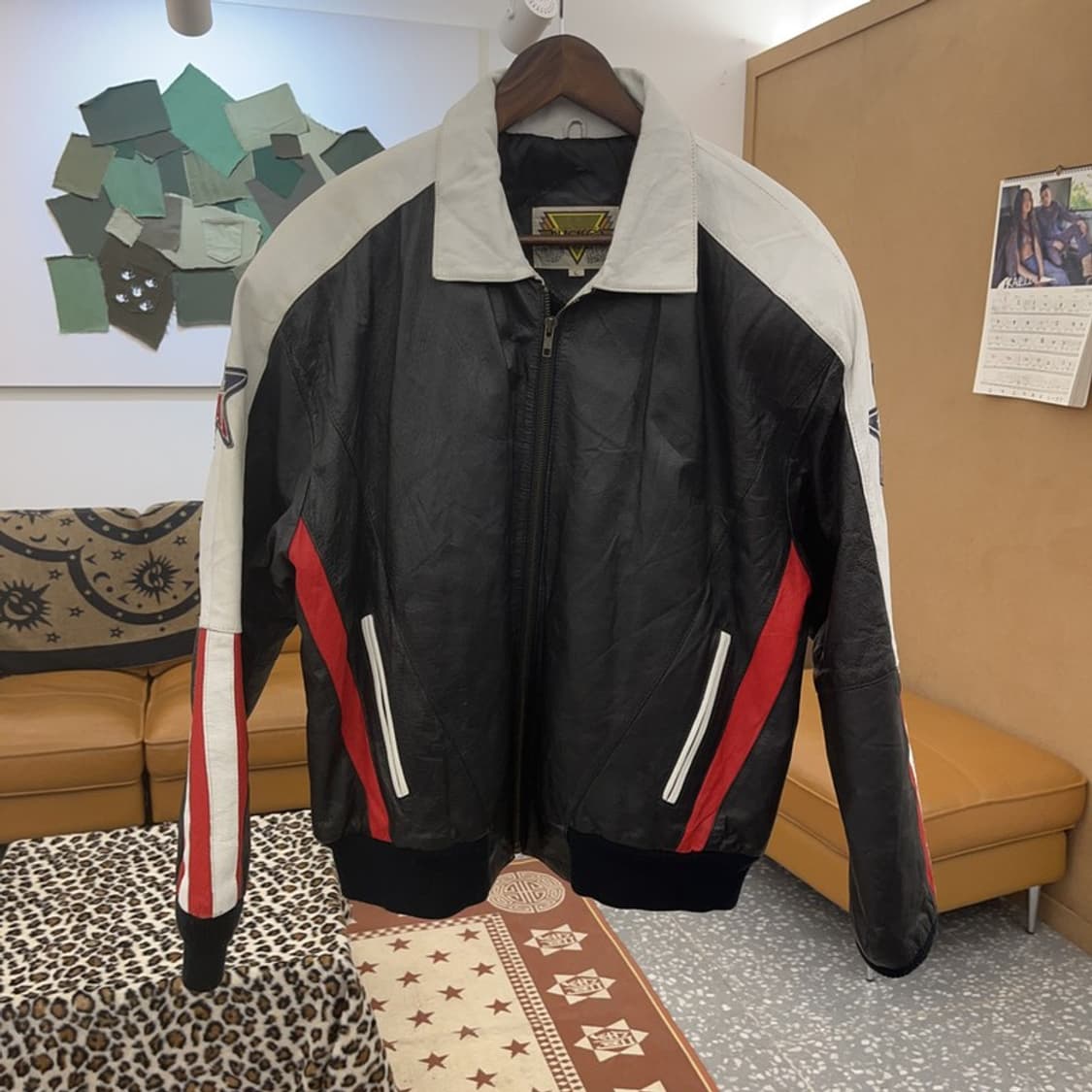 플래그2 빈티지 스트릿 힙합 성조기 가죽자켓 L C09511 상품이미지3
