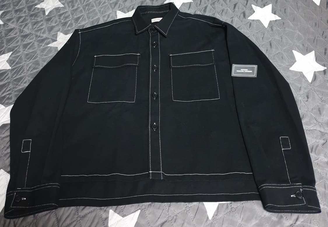 SLAM 크롭 스티치 오버사이즈 데님 셔츠 블랙 (F) 상품이미지1