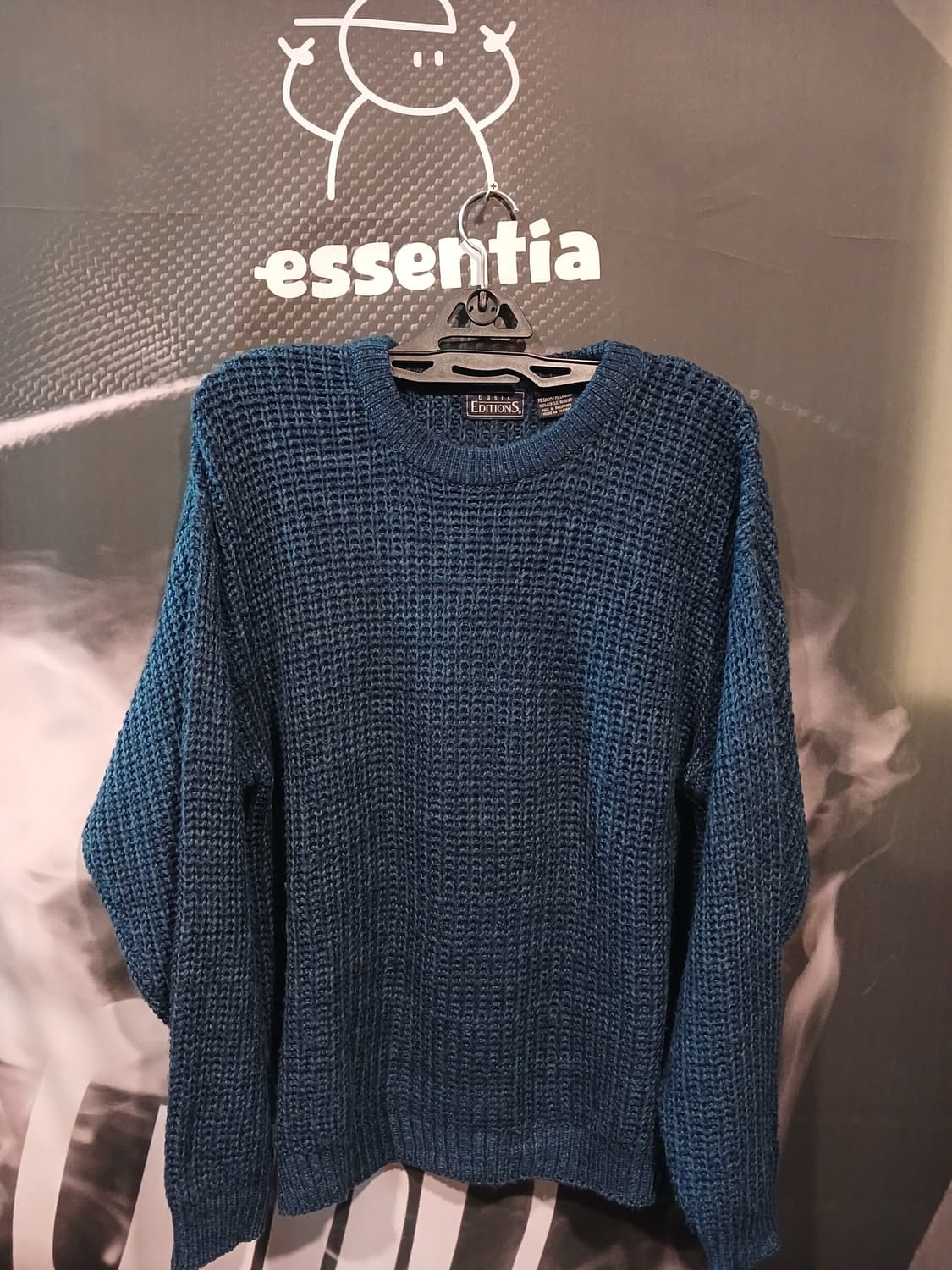 오버핏 와플 니트 네이비 상품이미지1