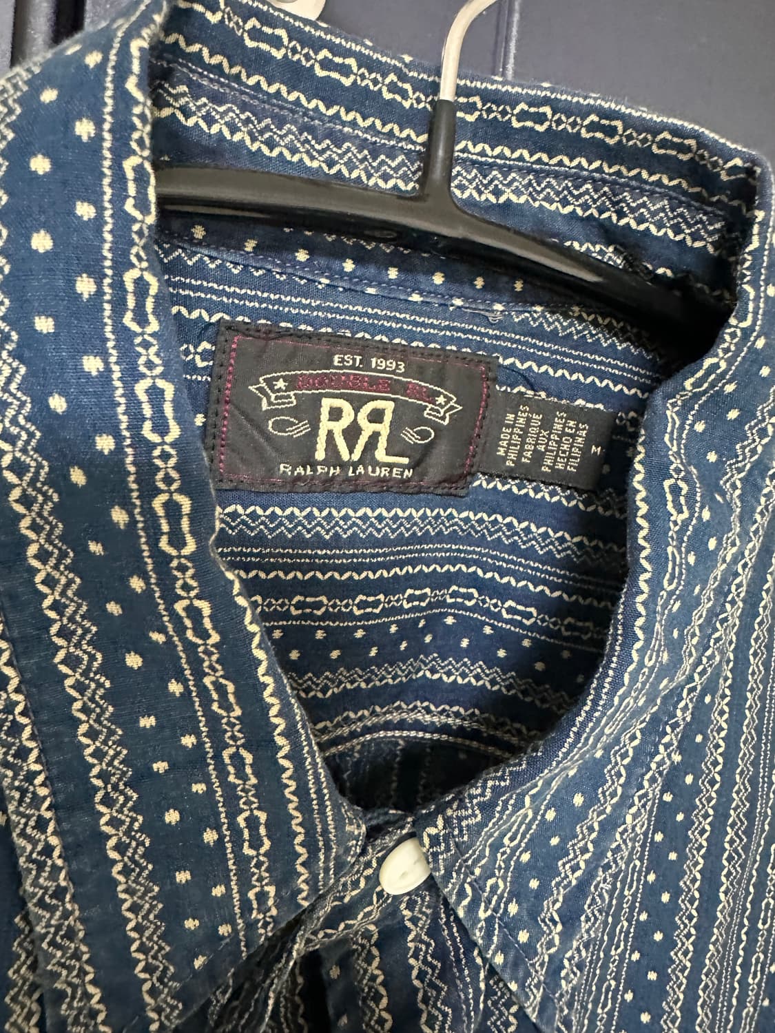 RRL 인디고 프린트 워크셔츠 M 상품이미지3