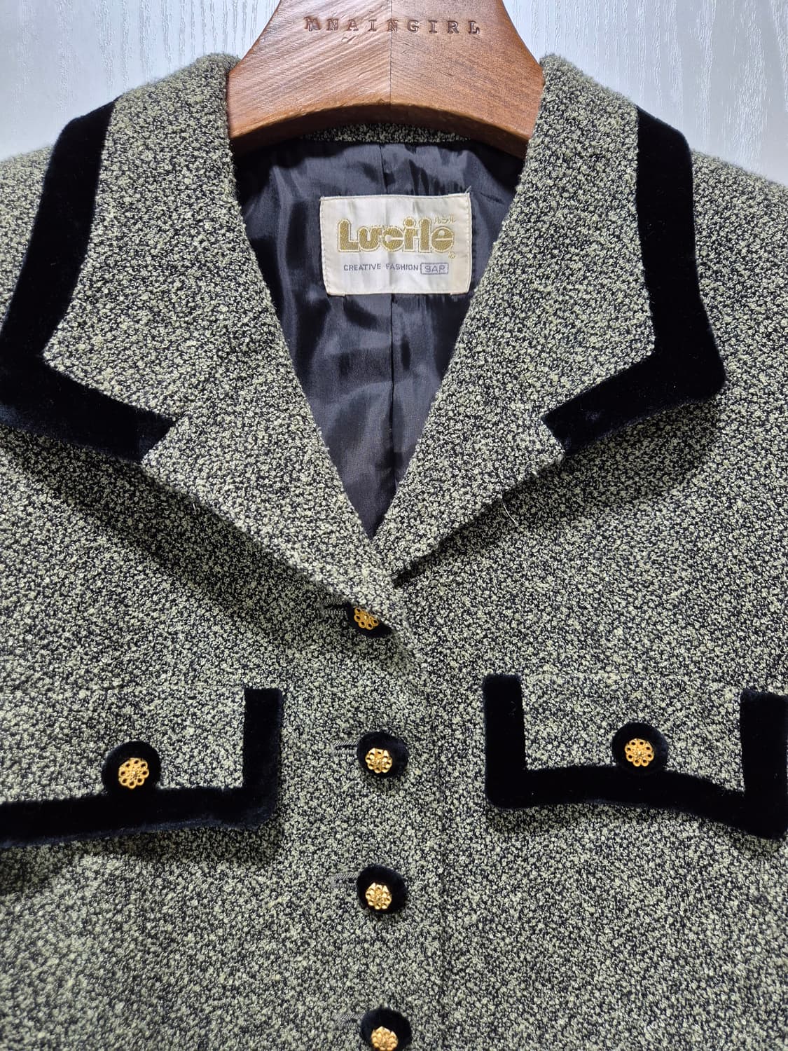 본느리베 트위드 벨벳 포인트 자켓 상품이미지2