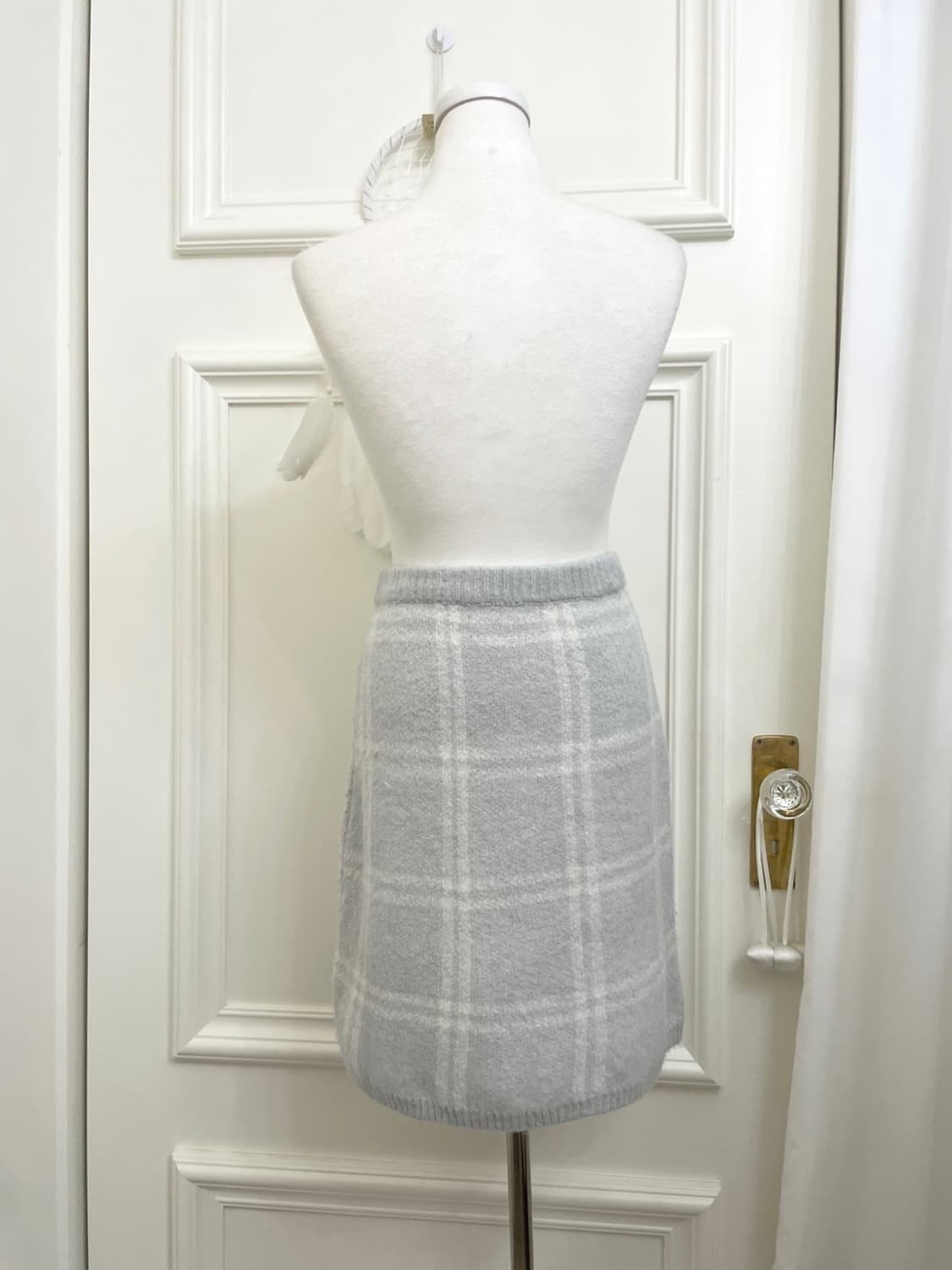 CECIL MCBEE sky blue check banding knit 상품이미지3