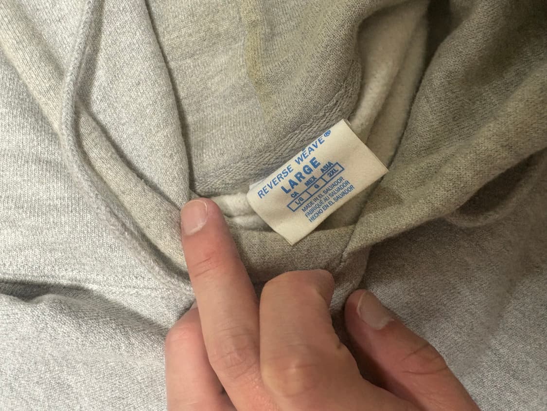 챔피언 그레이 후드 셋업 리버스위브 블루택 L 상품이미지2