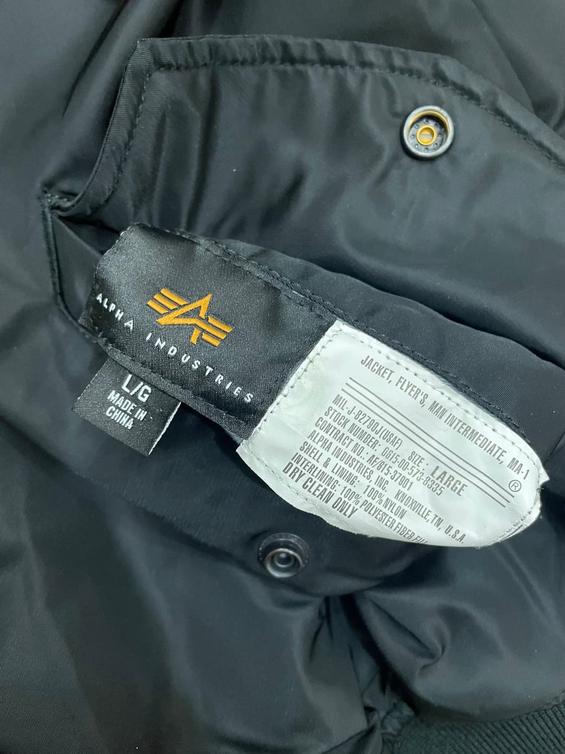 알파인더스트리 ma-1 플라이트 자켓 항공점퍼 블랙 상품이미지6