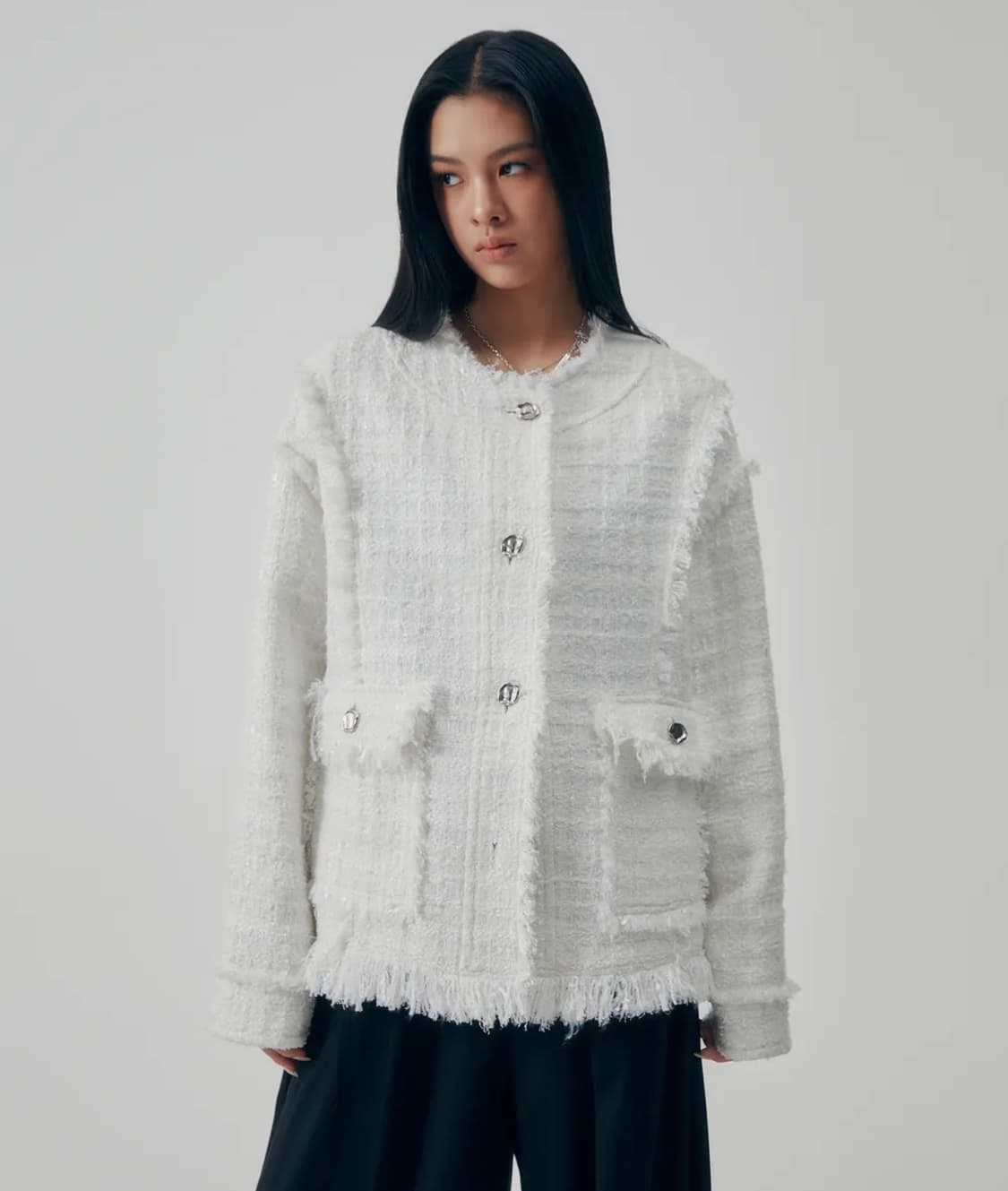 트리밍버드 Frayed Trim Tweed Over-fit Jacket 상품이미지1