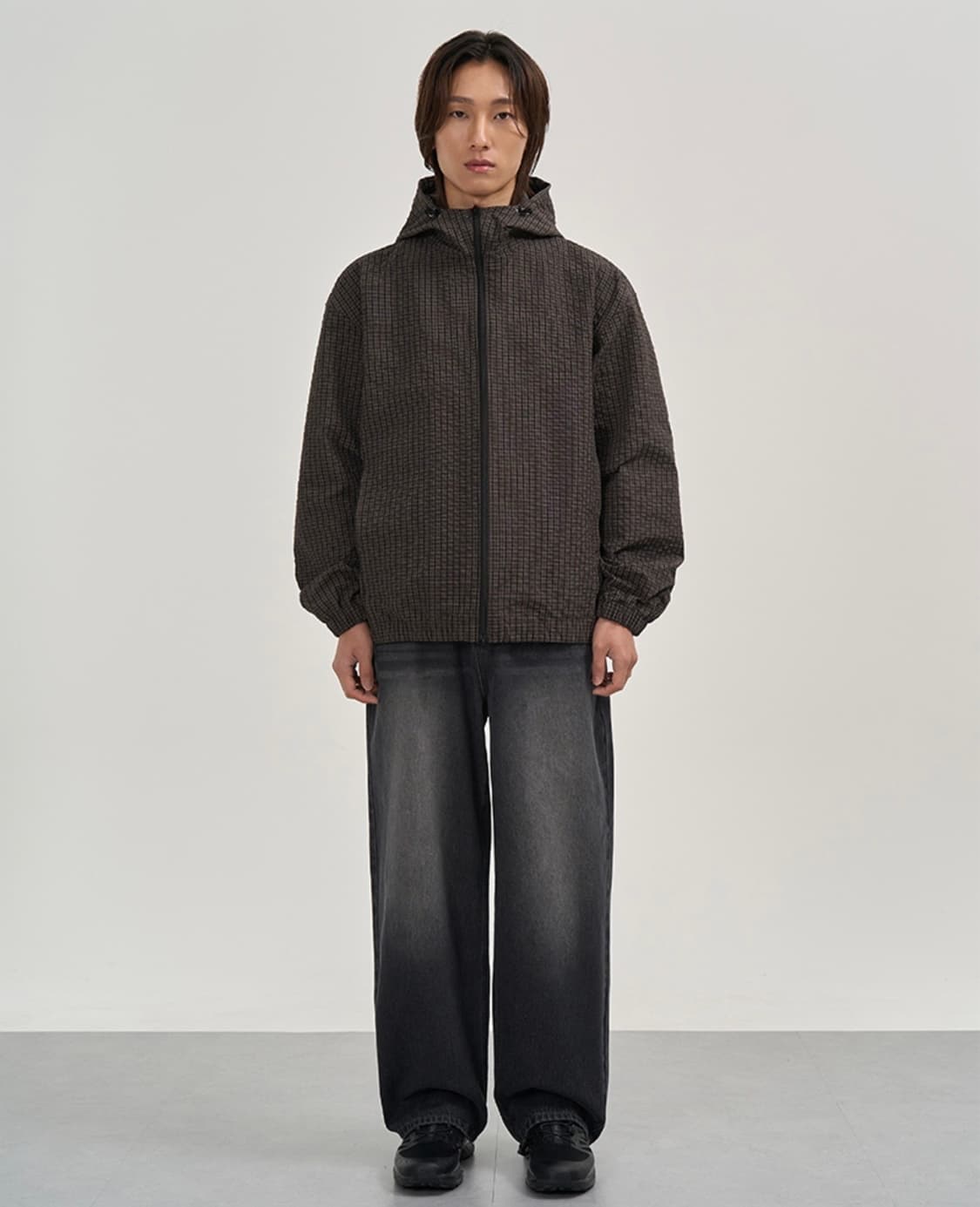 엑스컨테이너 스퀘어 체크 후드 바람막이 자켓 XL 상품이미지3