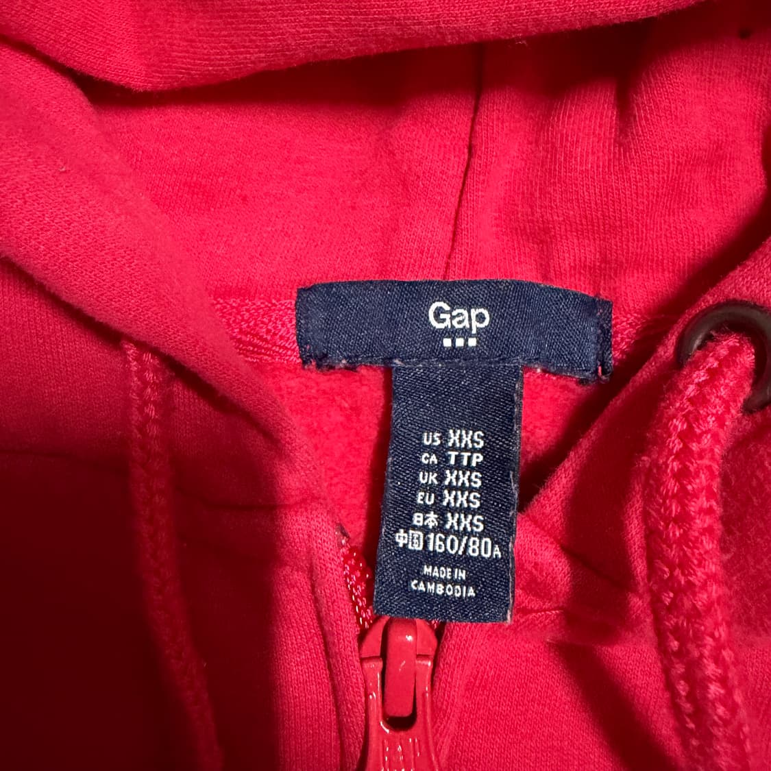 갭 핫핑크 후드집업 xxs 상품이미지3
