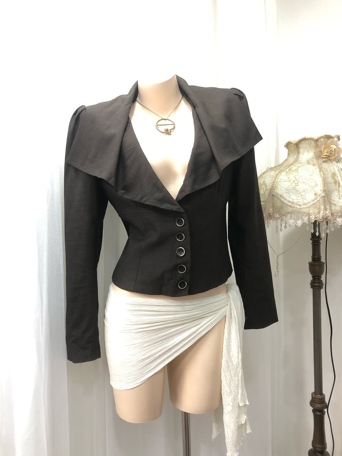 choco brown cape collar tailored blazer 상품이미지2