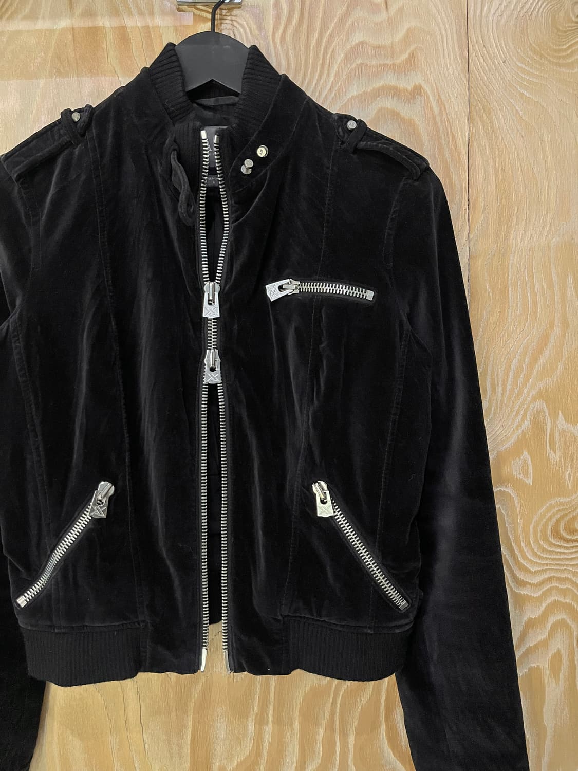 아르마니 익스체인지 벨루어 바이커 집 자켓 상품이미지3