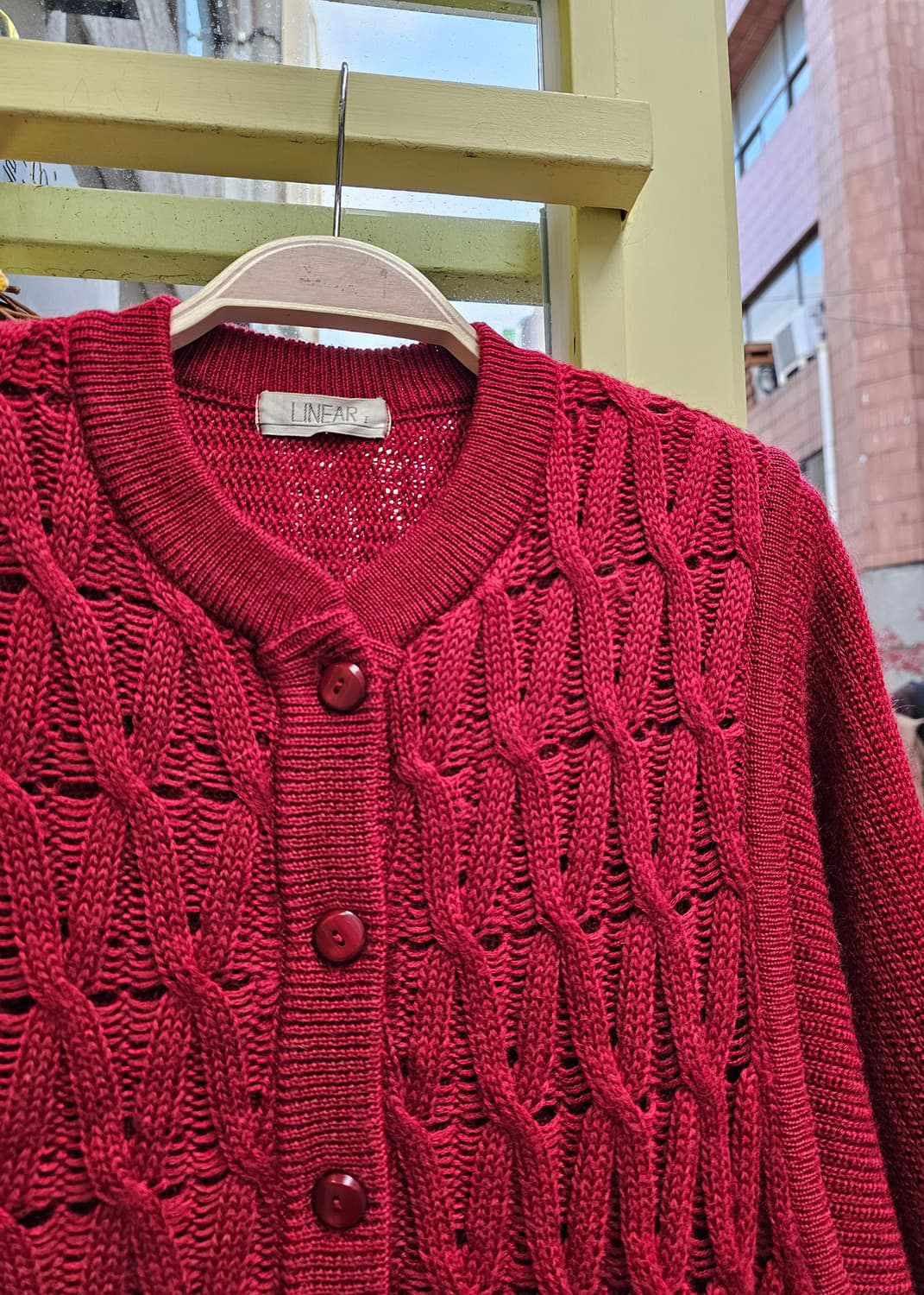 레드 꽈배기 레이어드 숏 가디건 상품이미지2