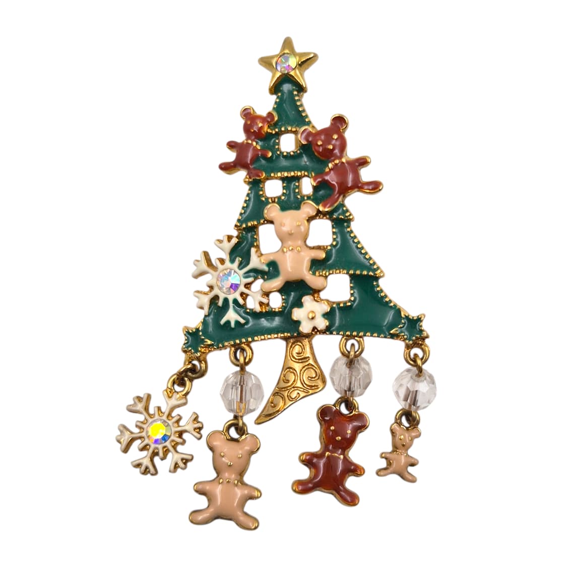 80s 미국 에이본 크리스마스 트리 베어 브로치 상품이미지1