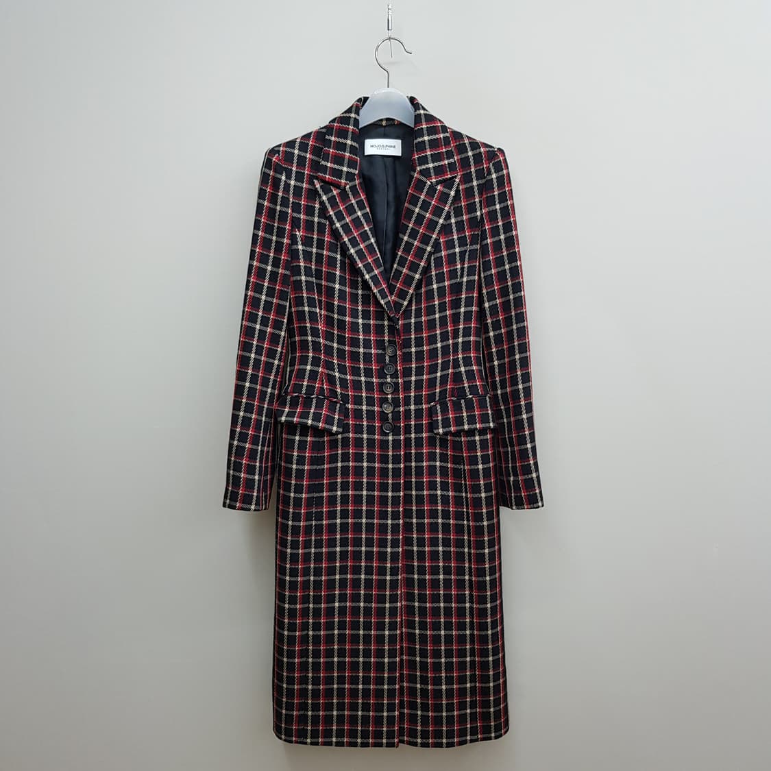 모조에스핀 체크 울 싱글 롱코트 55사이즈 상품이미지1